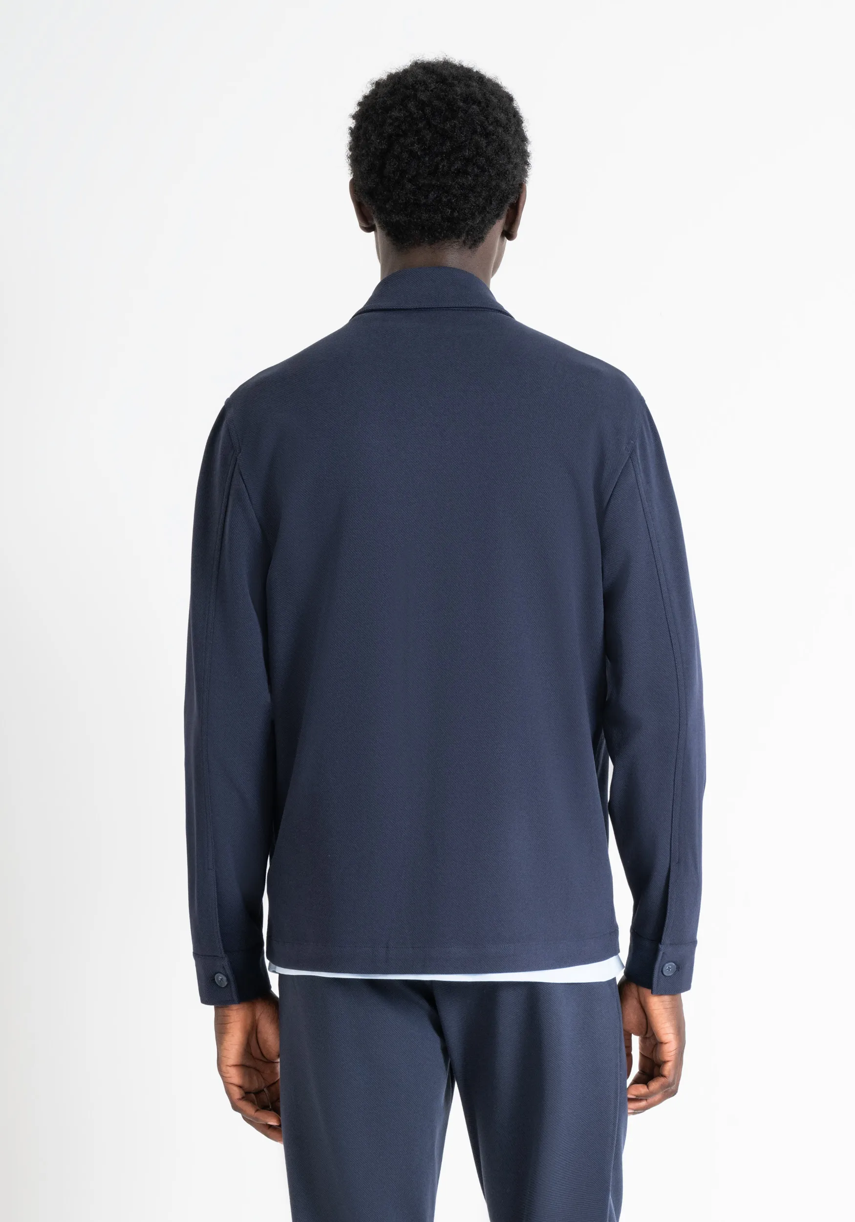 CAMICIA STRAIGHT FIT “OSLO” IN TWILL DI COTONE ELASTICO CON TASCHE
