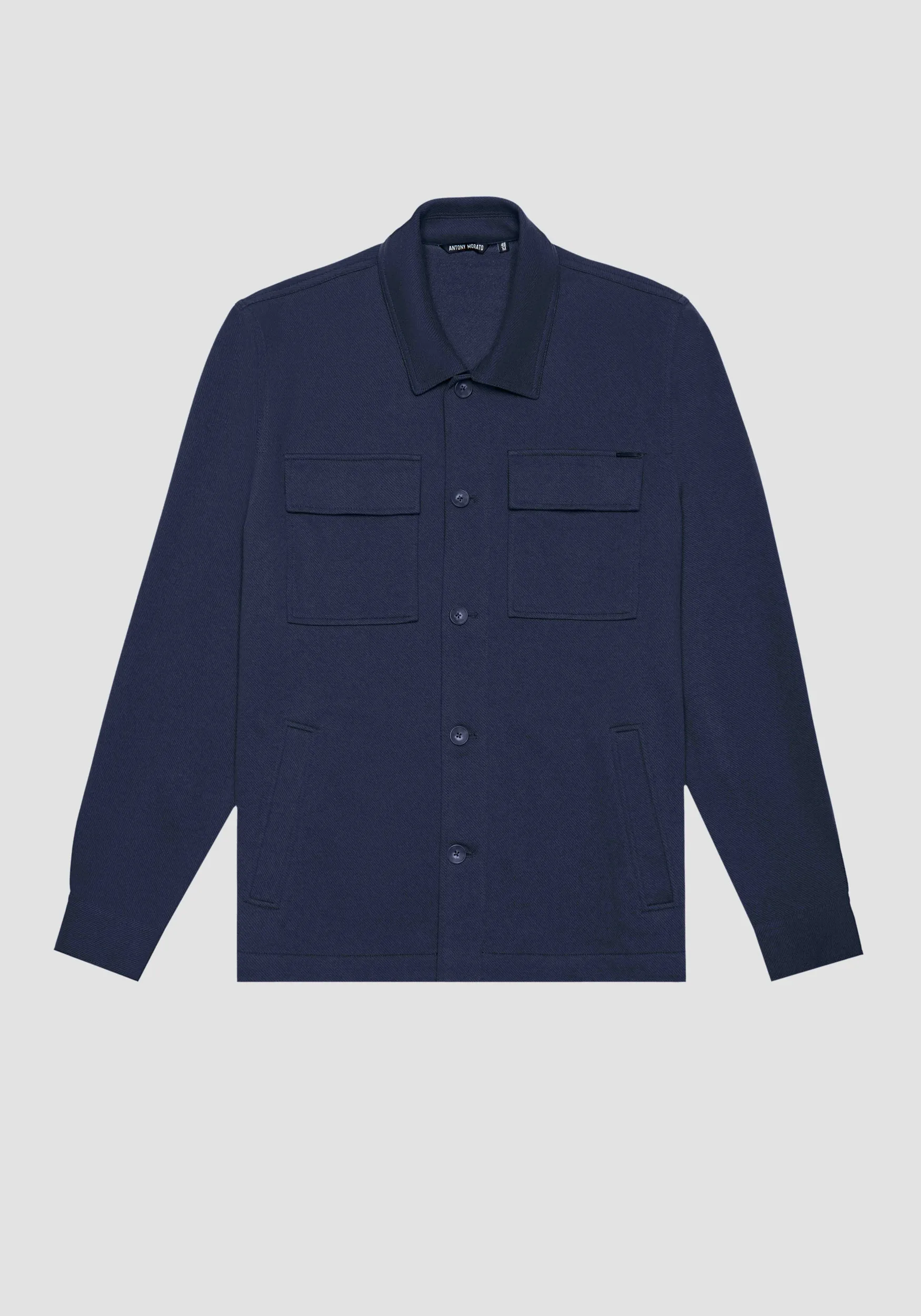 CAMICIA STRAIGHT FIT “OSLO” IN TWILL DI COTONE ELASTICO CON TASCHE