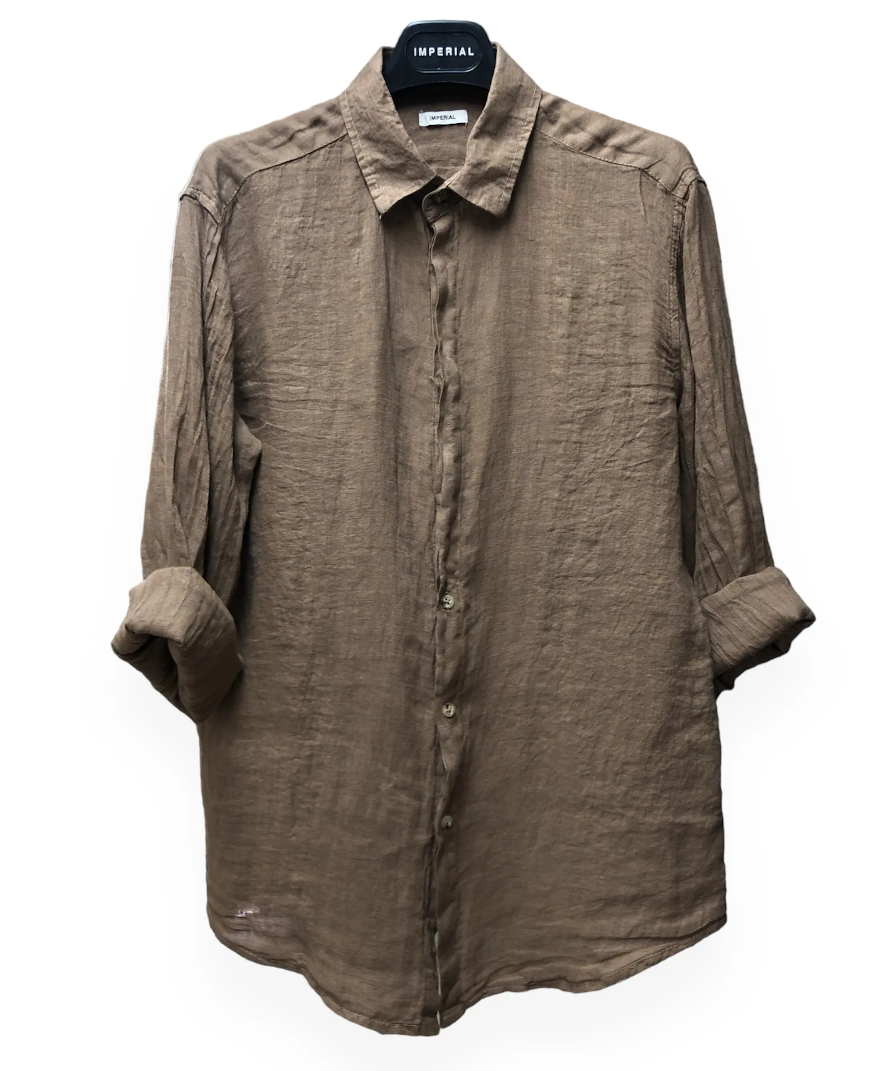 Camicia uomo lino C6407E244 cammello