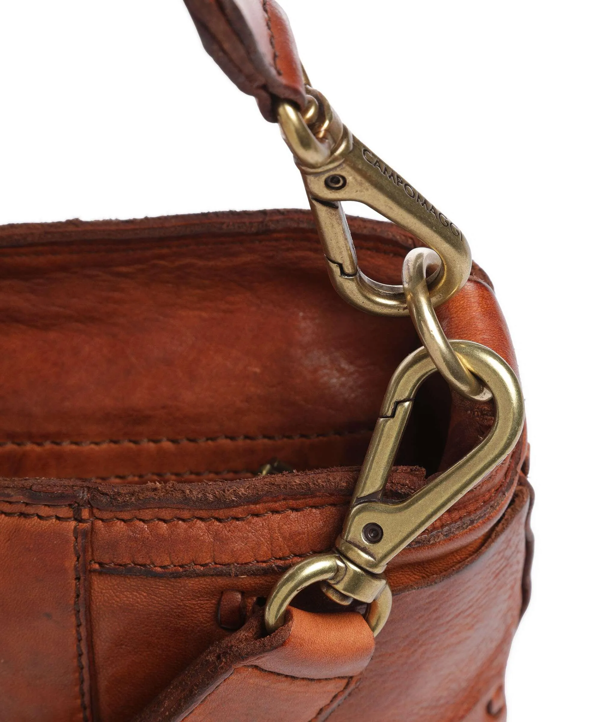  Campomaggi Borsa a spalla pelle di vacchetta finemente grana cognac  