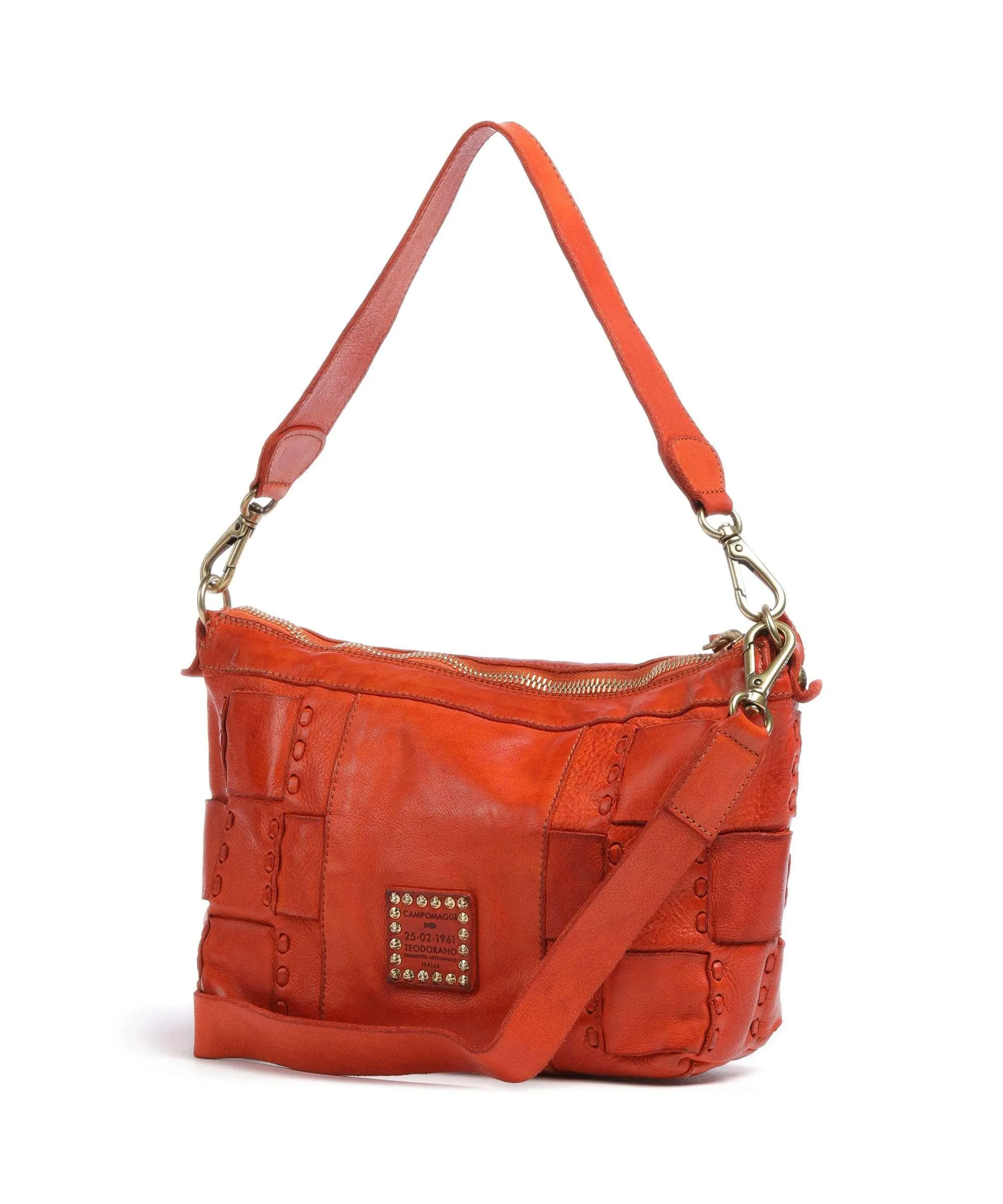  Campomaggi Borsa a spalla pelle di vacchetta grana arancio  