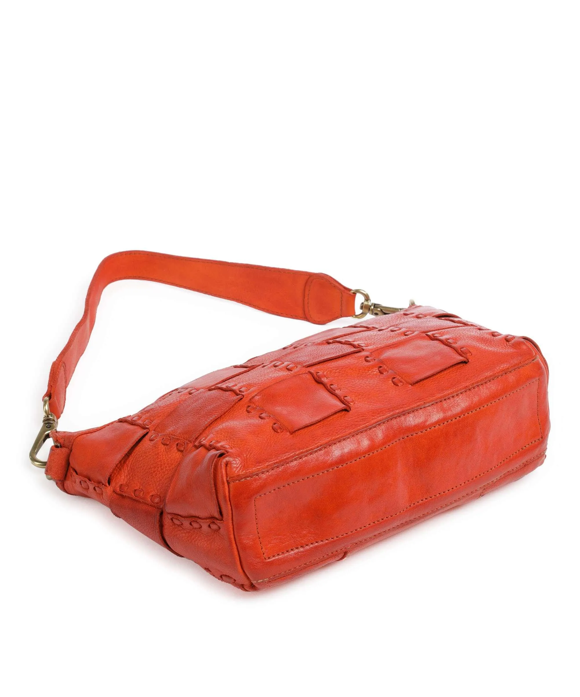  Campomaggi Borsa a spalla pelle di vacchetta grana arancio  