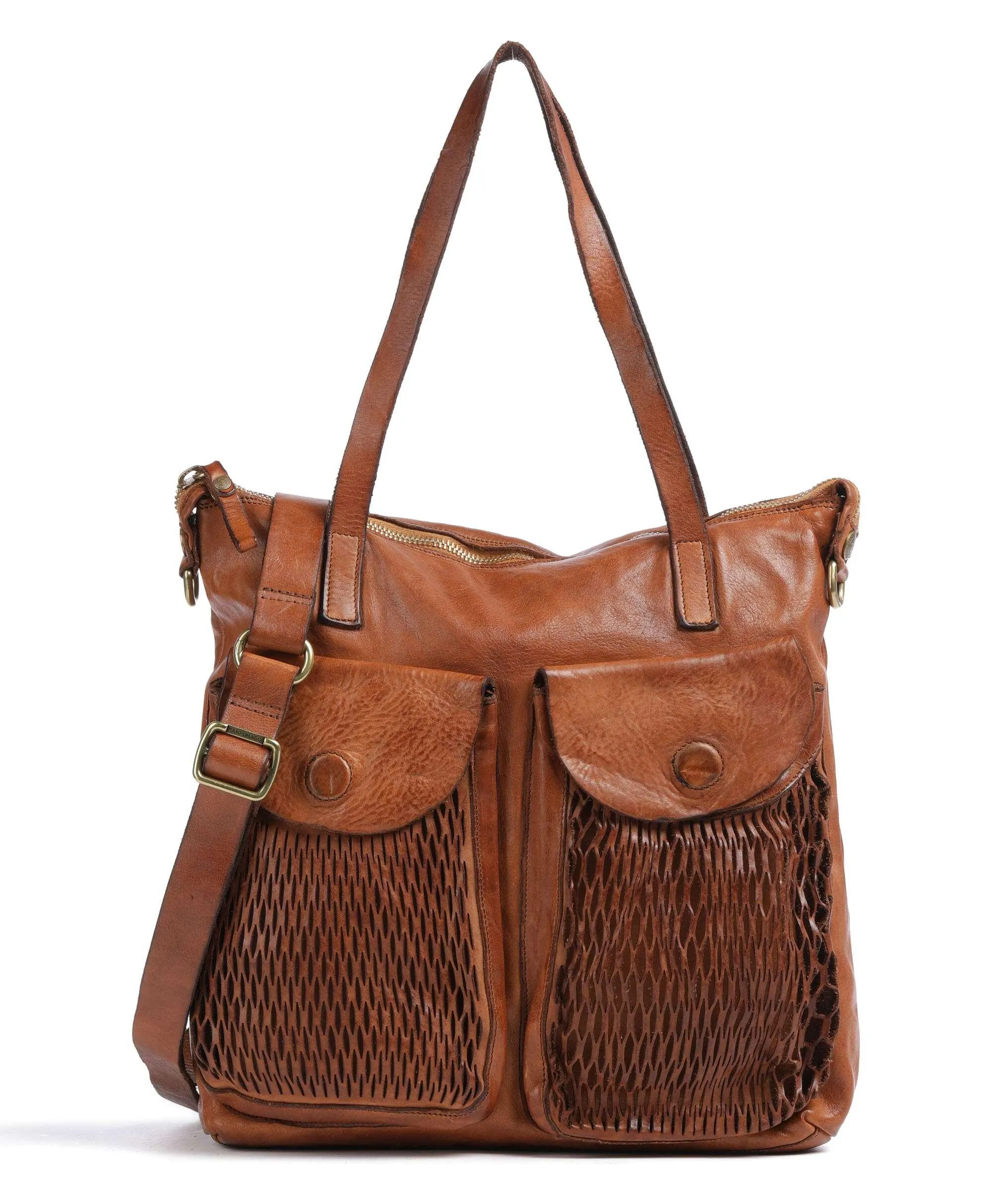  Campomaggi Borsa shopper pelle di vacchetta finemente grana cognac  