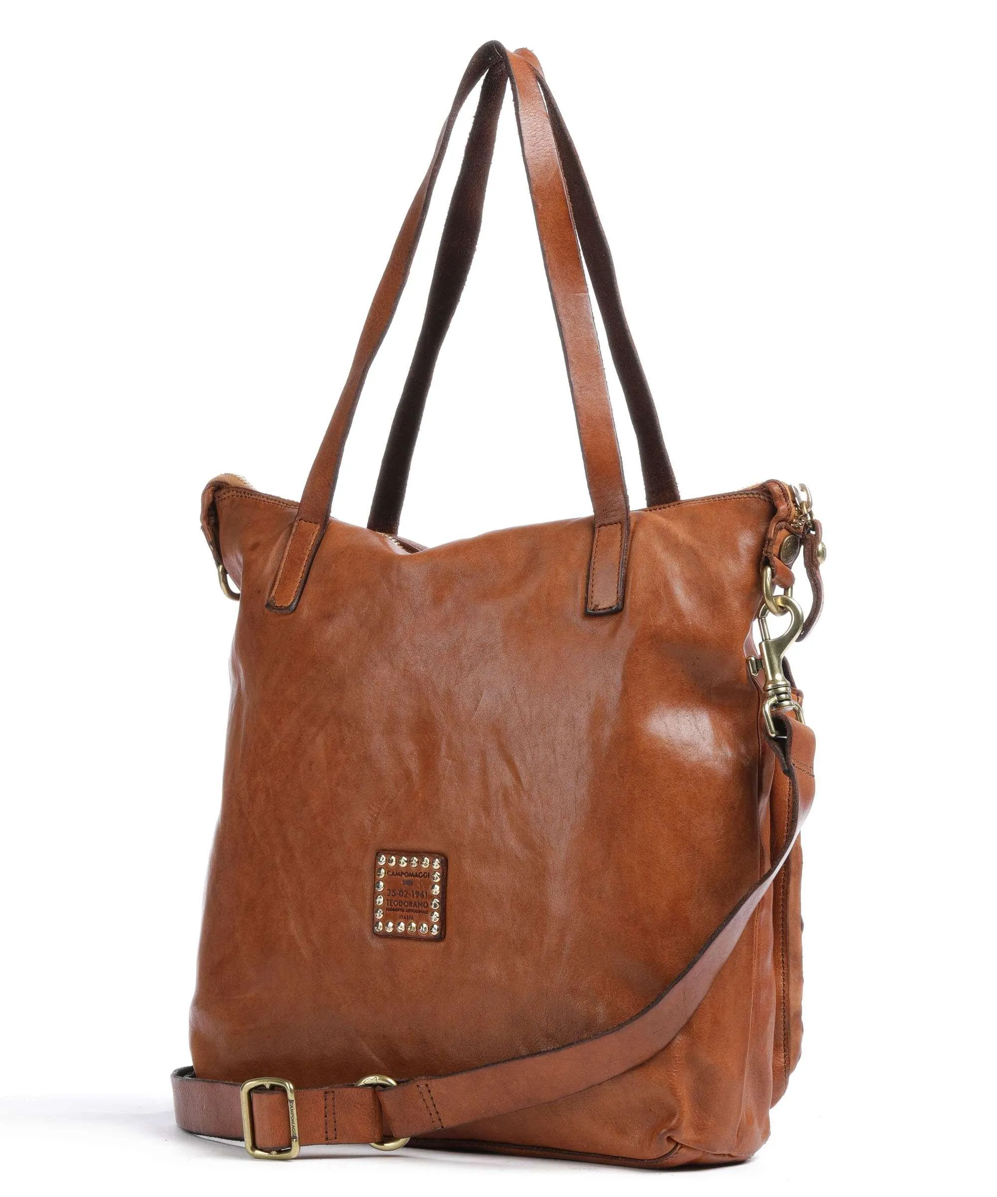  Campomaggi Borsa shopper pelle di vacchetta finemente grana cognac  