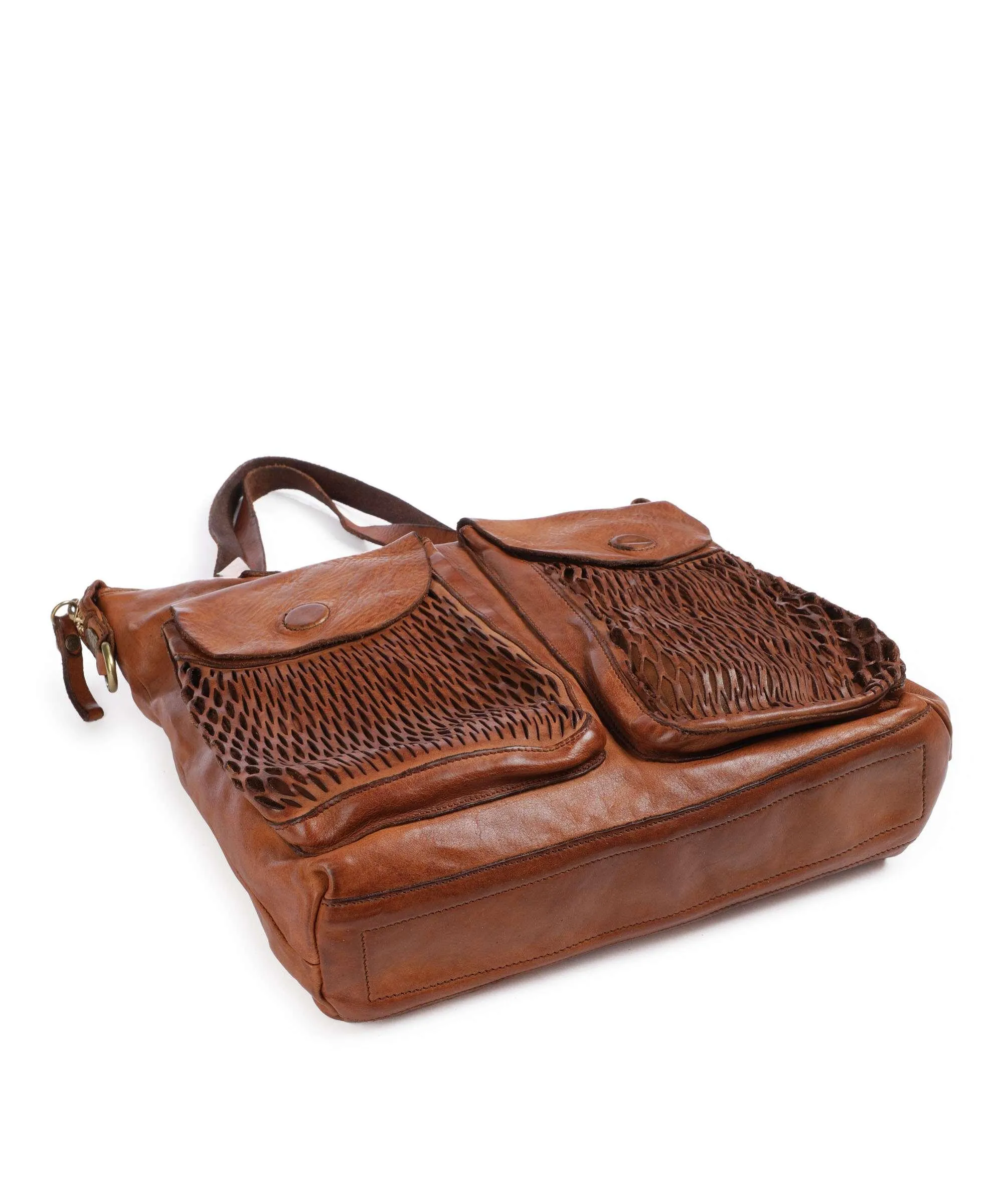  Campomaggi Borsa shopper pelle di vacchetta finemente grana cognac  