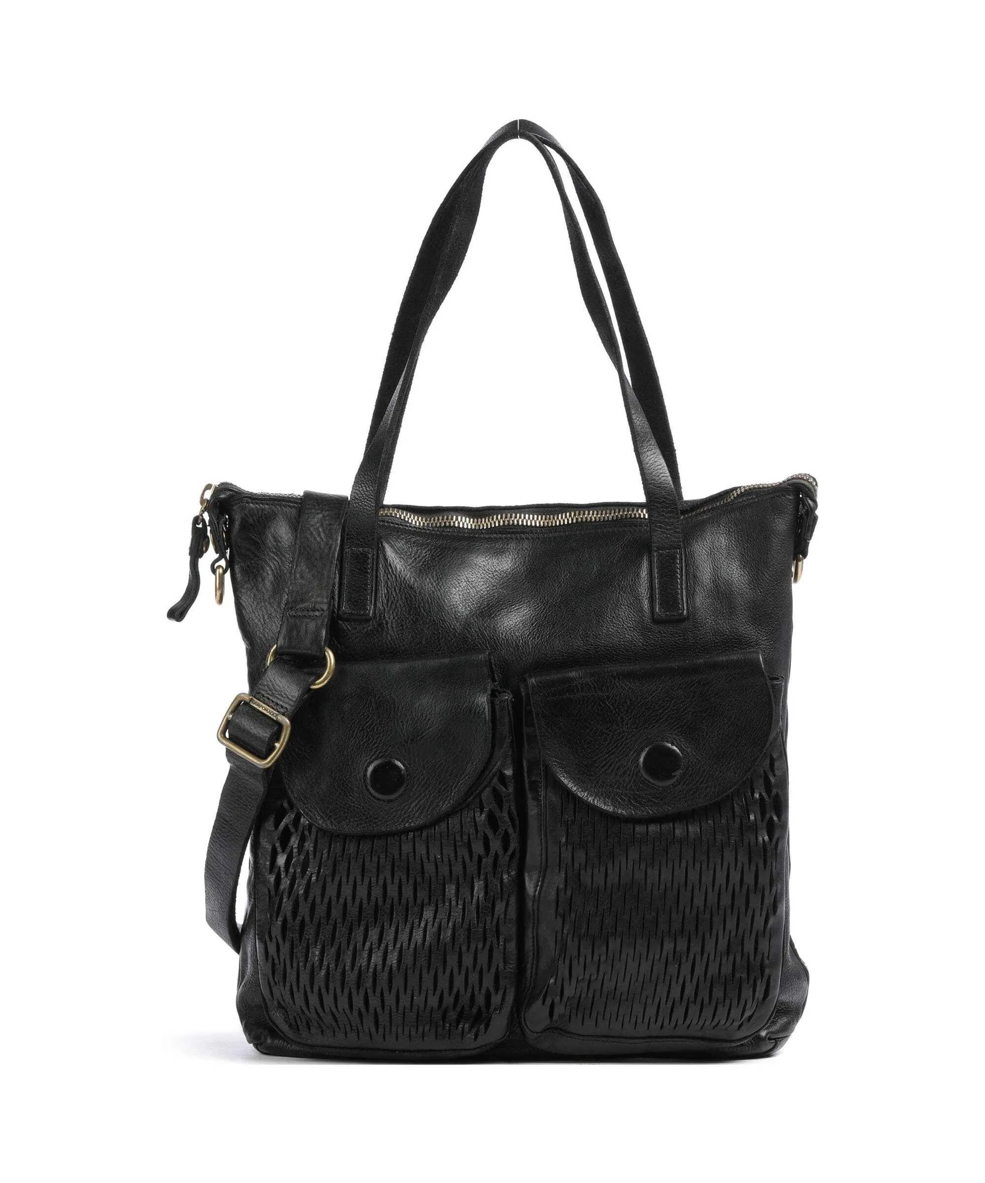  Campomaggi Borsa shopper pelle di vacchetta finemente grana nero  
