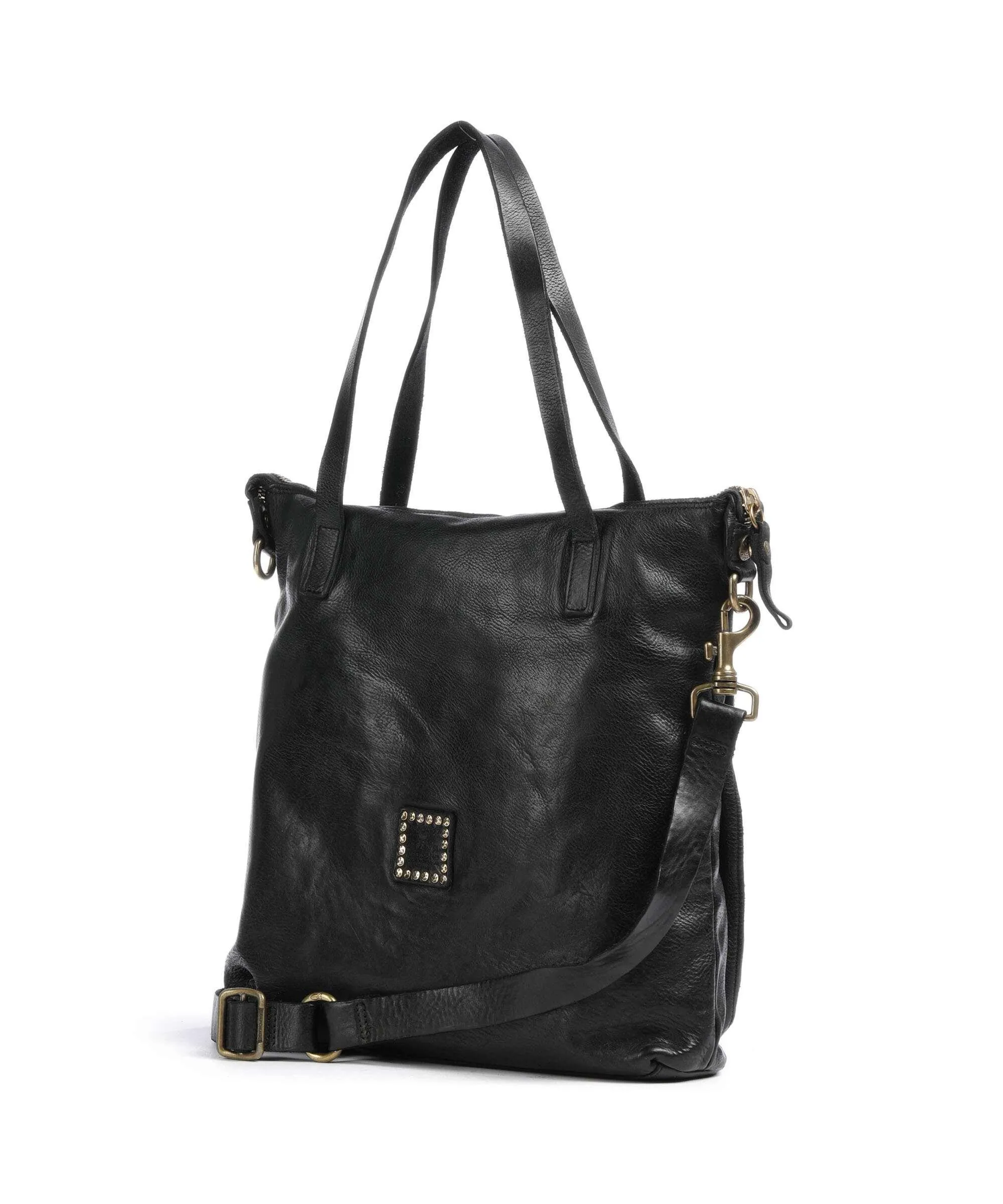  Campomaggi Borsa shopper pelle di vacchetta finemente grana nero  