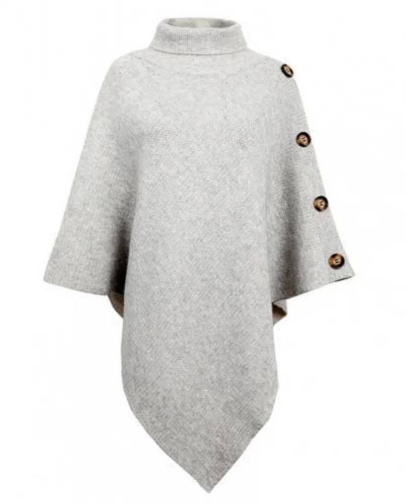 Cappotto a mantella in maglia da donna manica a pipistrello autunno inverno dolcevita lato B