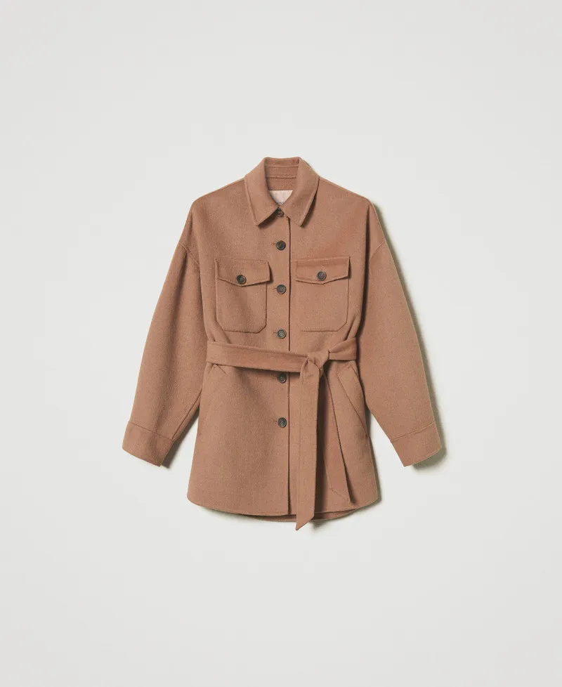 Cappotto caban in panno double misto lana