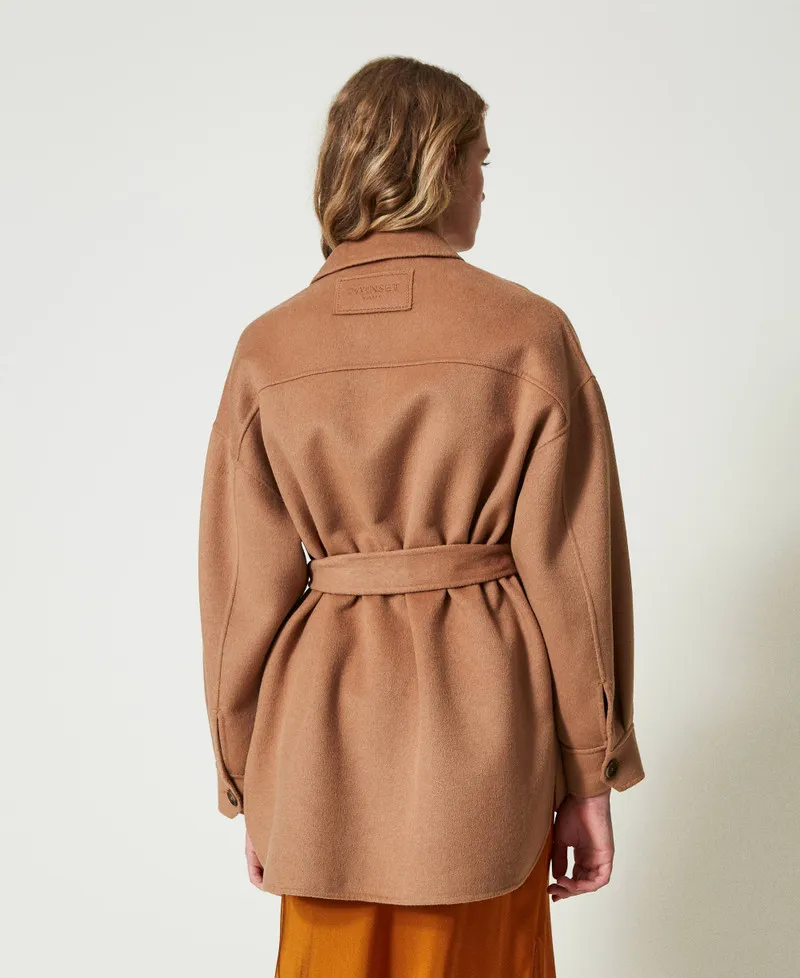 Cappotto caban in panno double misto lana