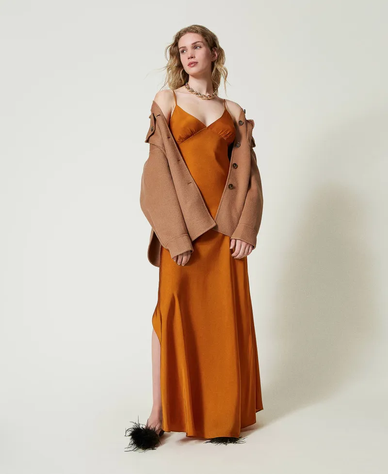 Cappotto caban in panno double misto lana