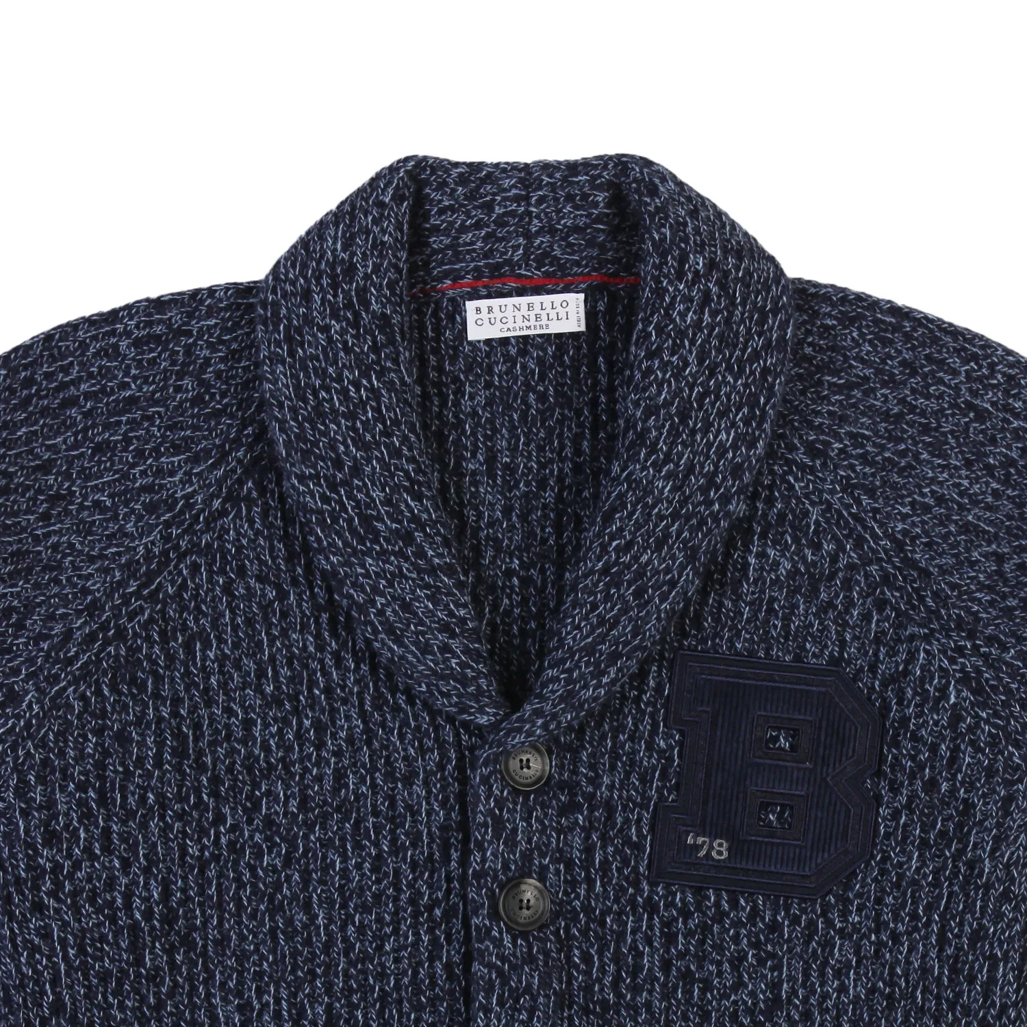 Cardigan Blu Melange Brunello Cucinelli