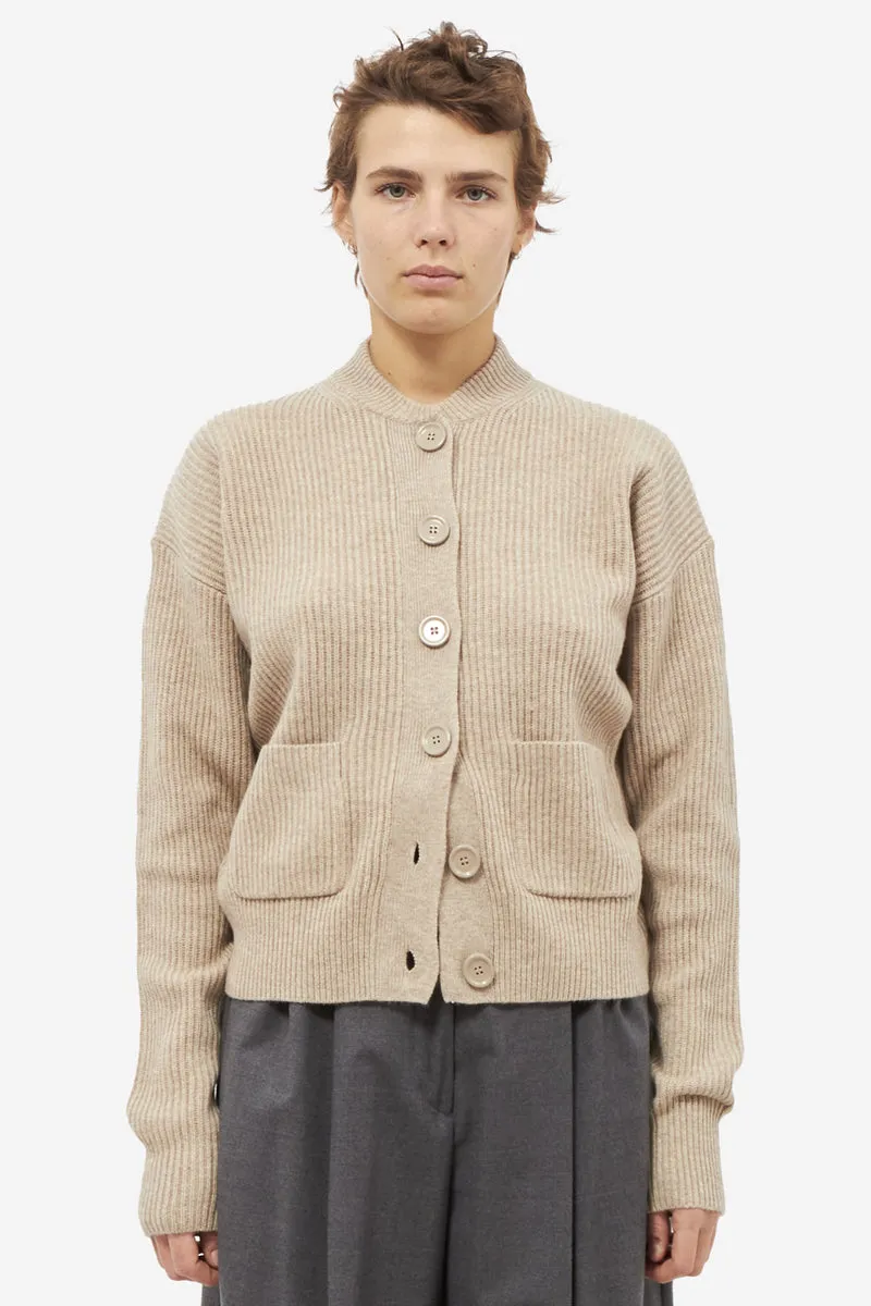 Cardigan LICHENE in lana beige