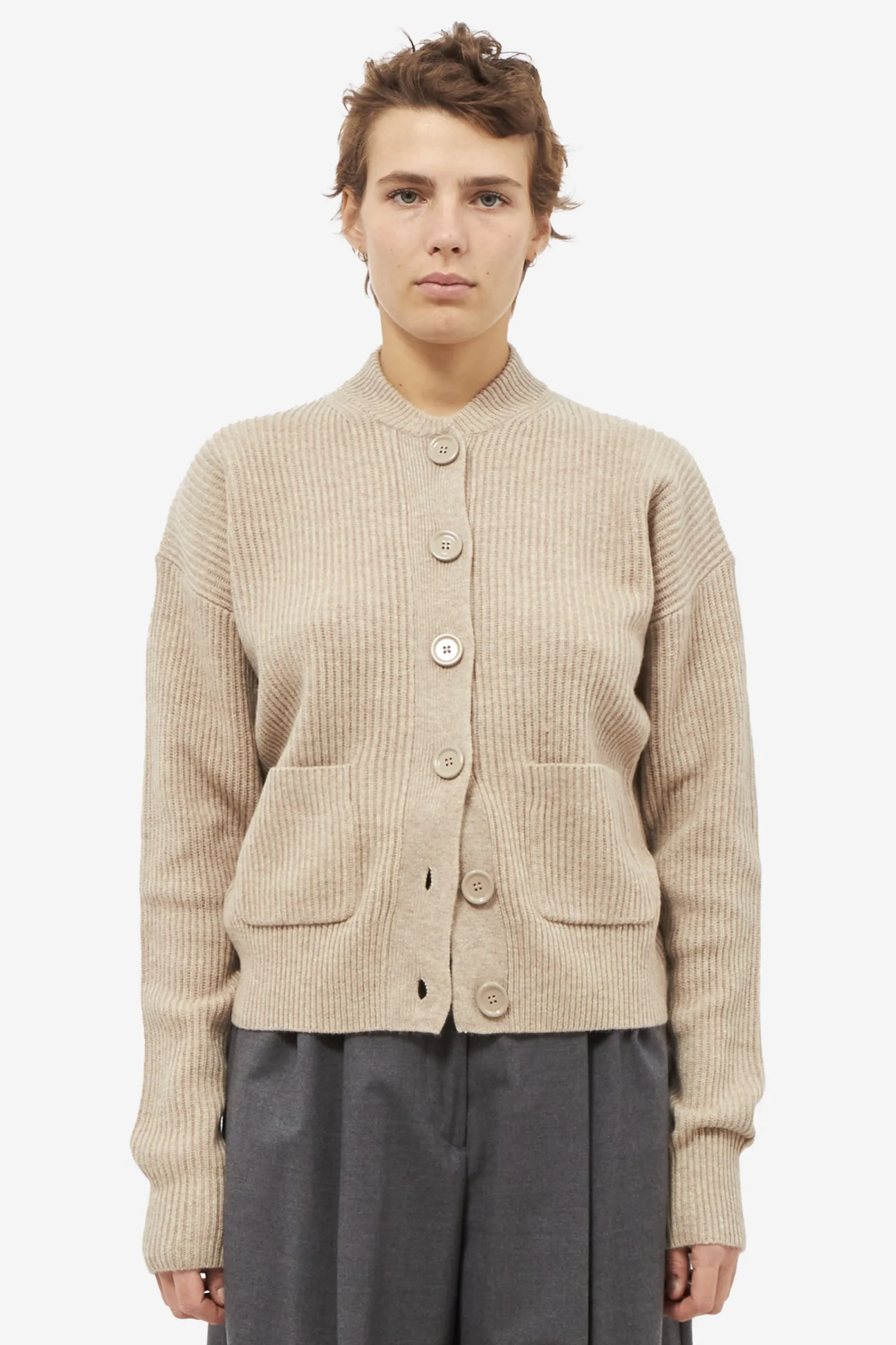 Cardigan LICHENE in lana beige