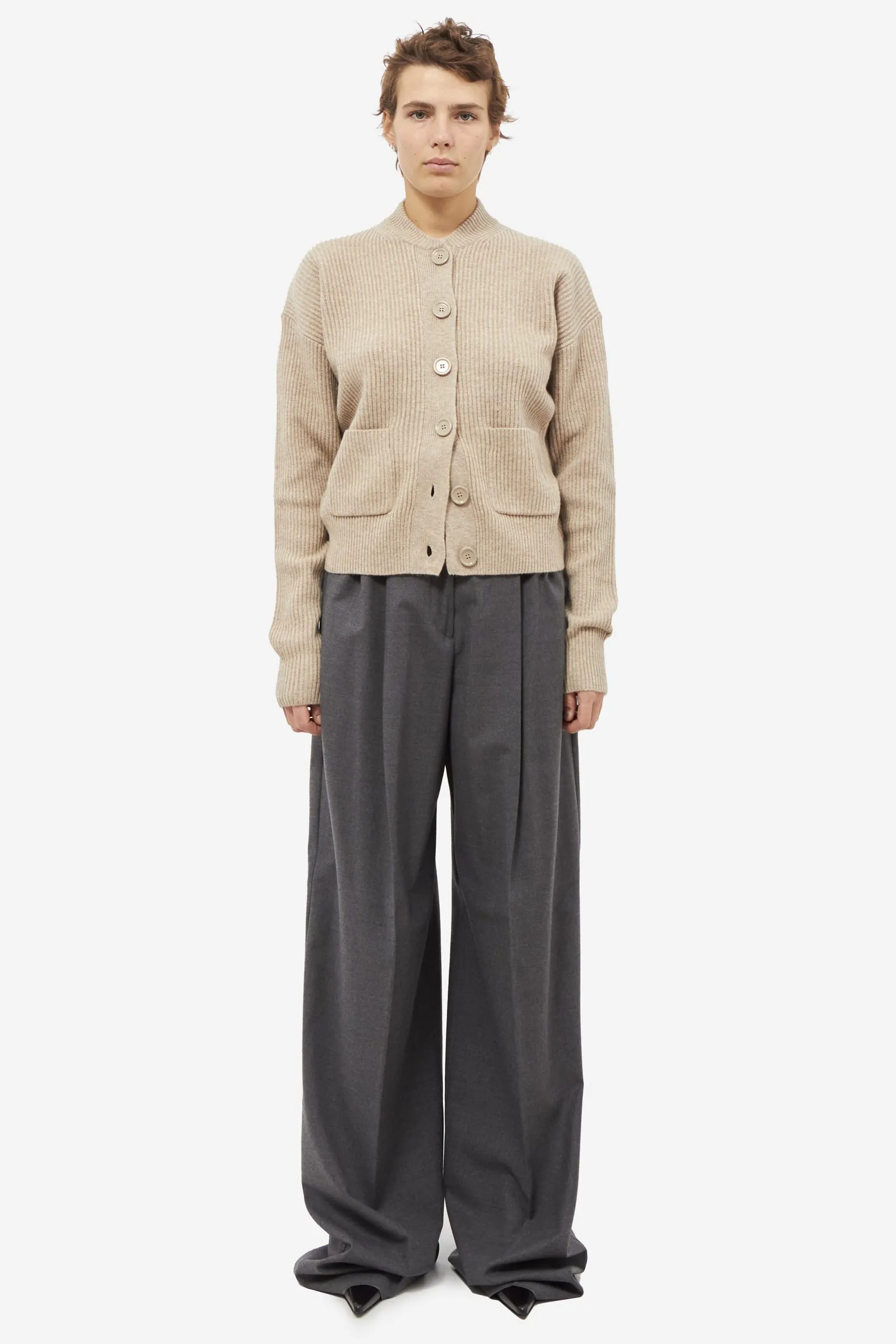 Cardigan LICHENE in lana beige