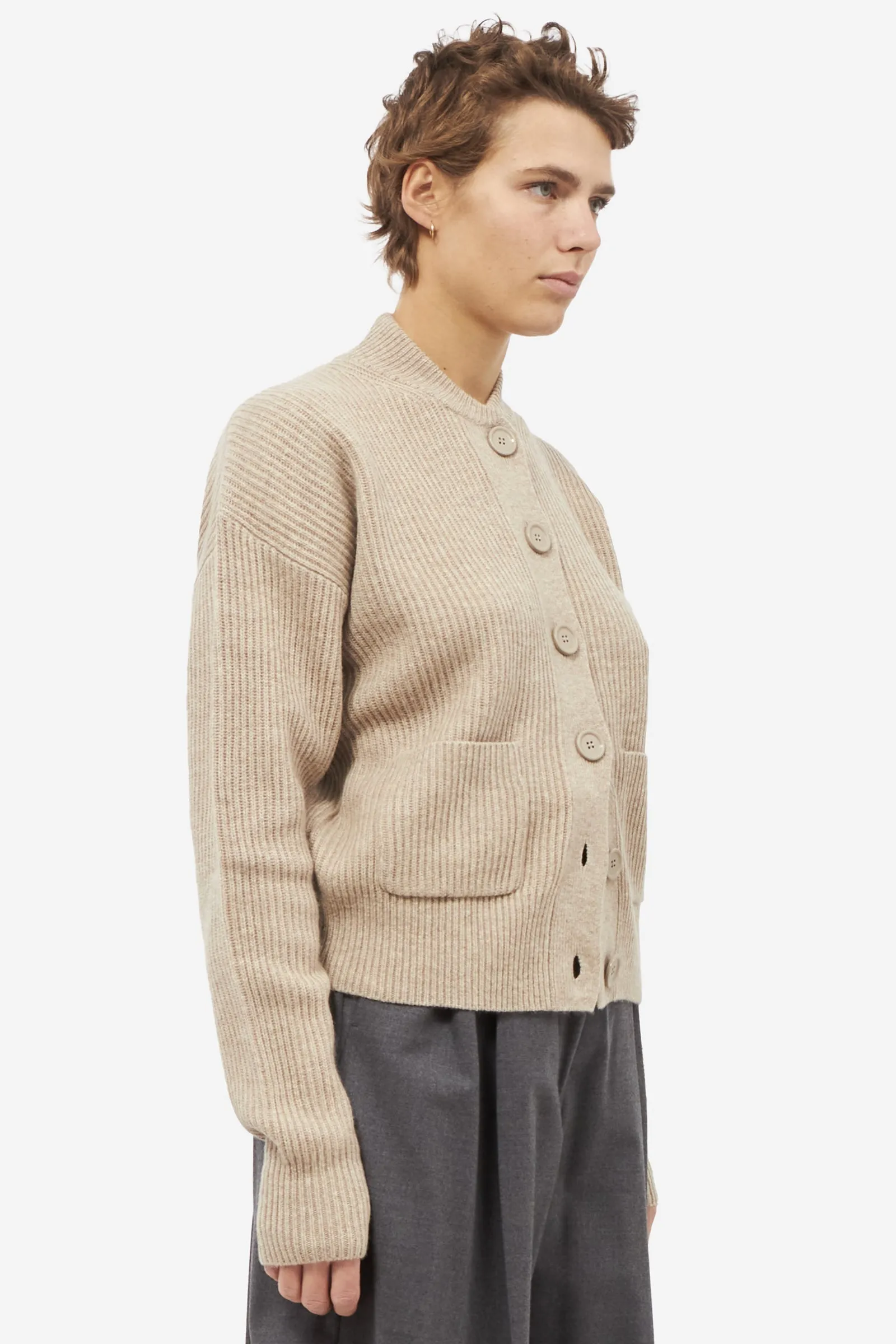 Cardigan LICHENE in lana beige