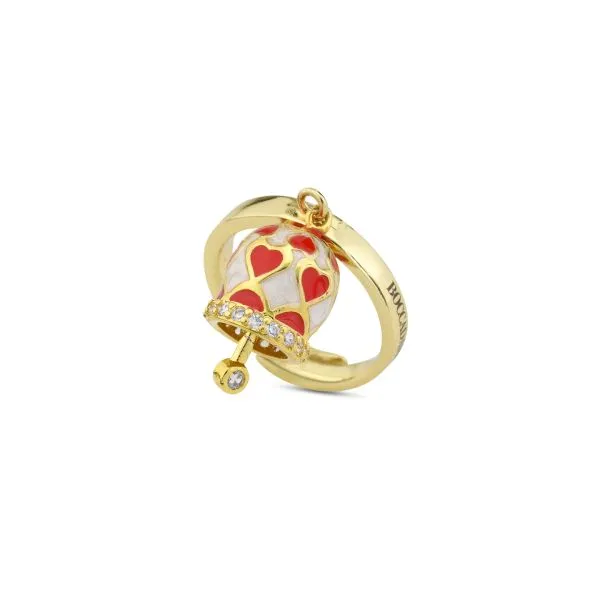 CL/AN08 Anello placcato oro giallo con campanella portafortuna rossa    