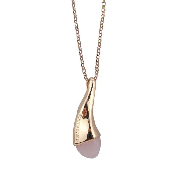 Collana con pendente a goccia e cristallo quarzo rosa    