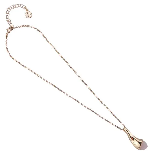 Collana con pendente a goccia e cristallo quarzo rosa    