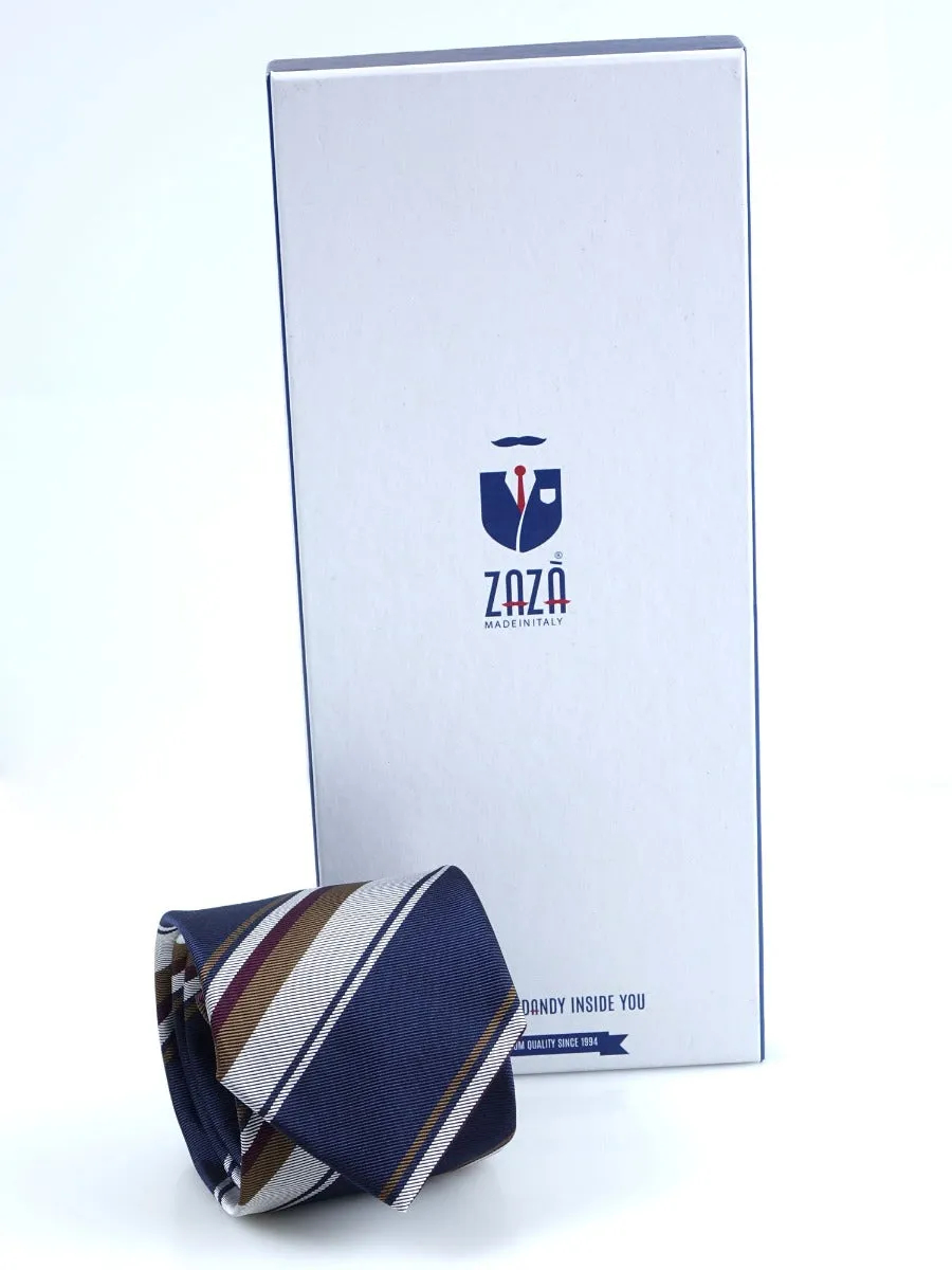 Cravatta 3 pieghe SUSANNA in seta tessuta Blu 