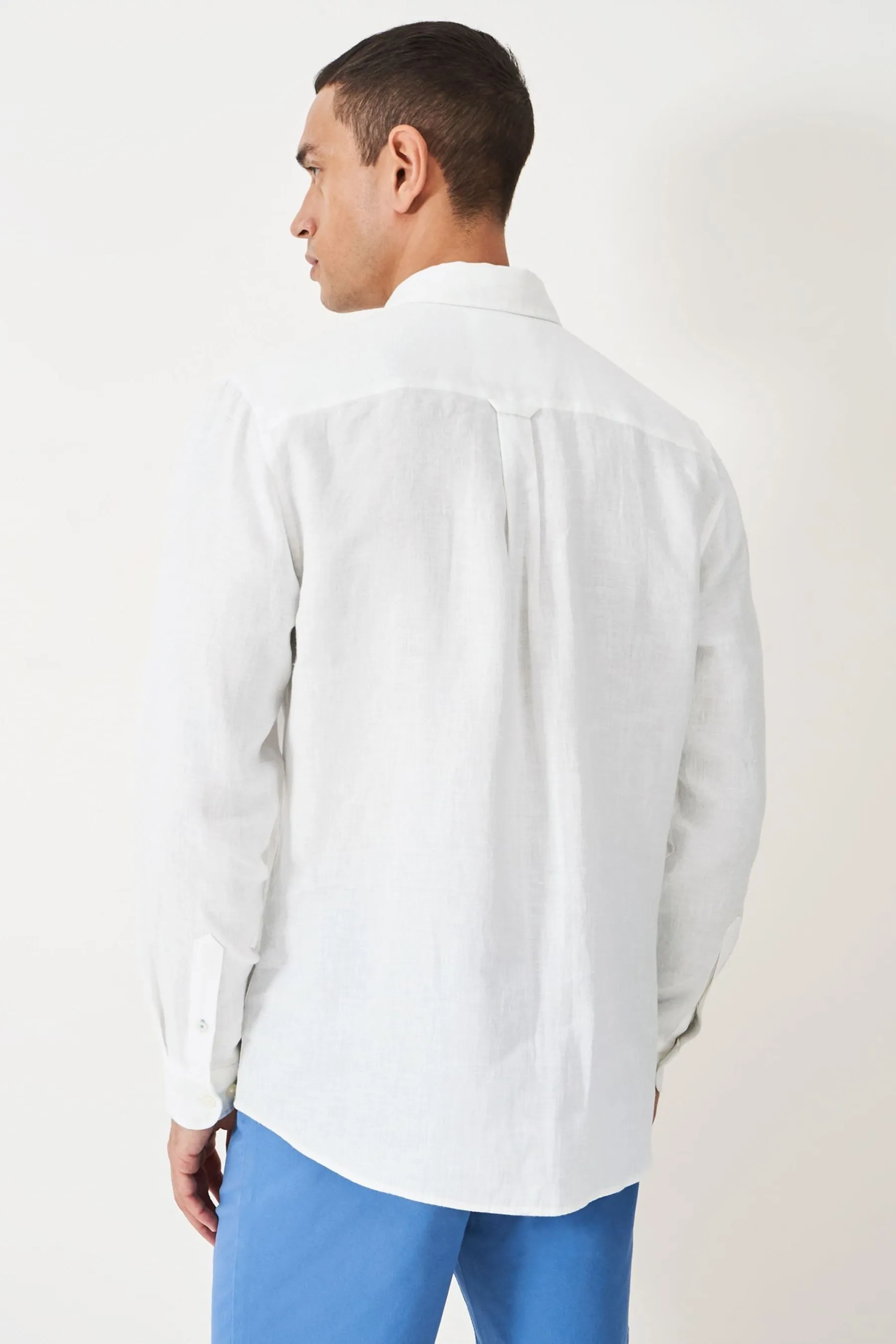 Crew Clothing Camicia a maniche lunghe classica in lino tinta unita 100% cotone    