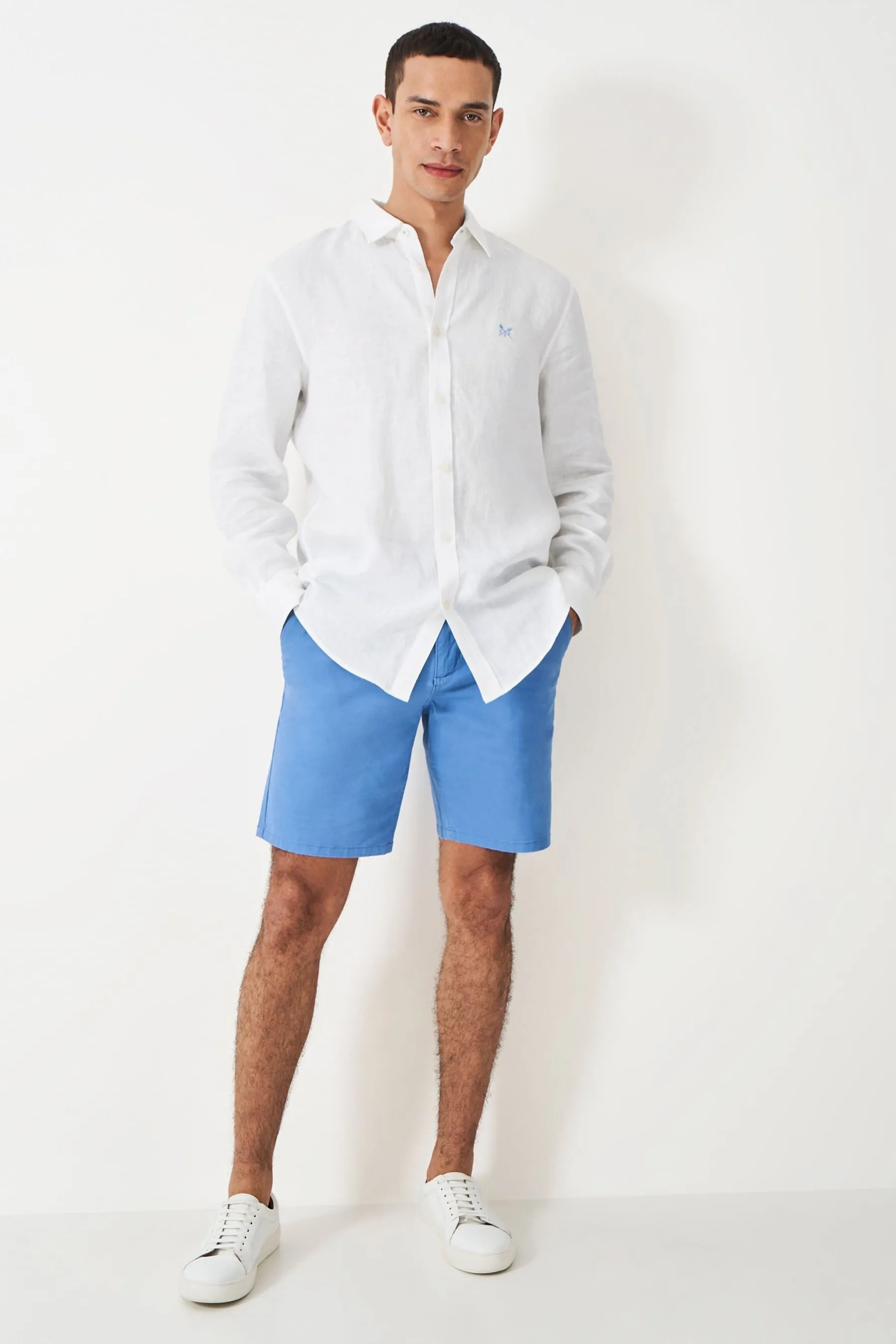 Crew Clothing Camicia a maniche lunghe classica in lino tinta unita 100% cotone    