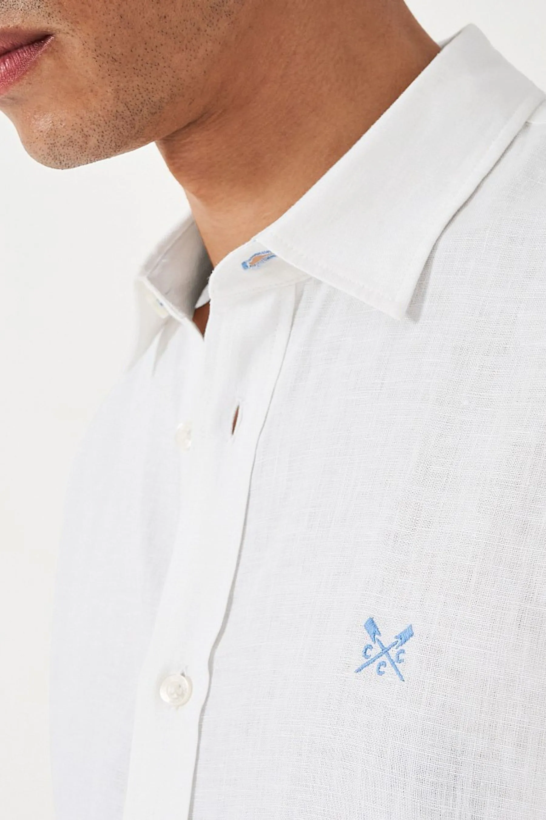 Crew Clothing Camicia a maniche lunghe classica in lino tinta unita 100% cotone    