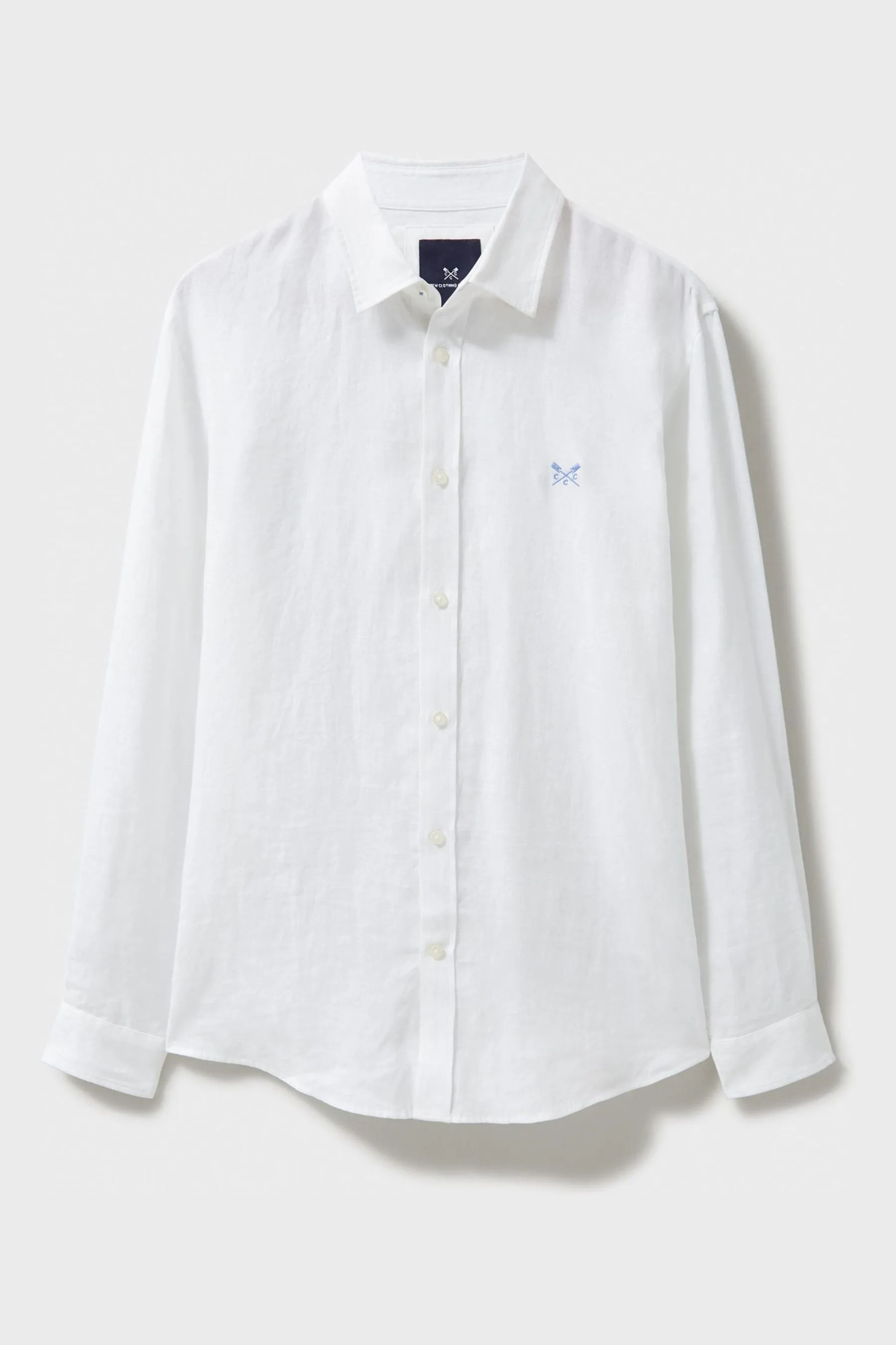 Crew Clothing Camicia a maniche lunghe classica in lino tinta unita 100% cotone    