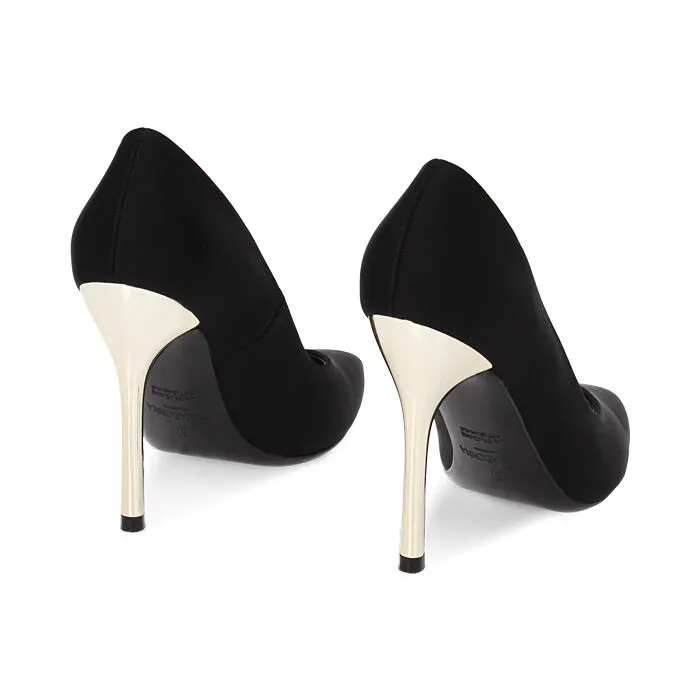 Décolleté slingback nere in lycra, tacco 10,5 cm