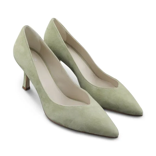 Decolletè verde in camoscio tacco 70