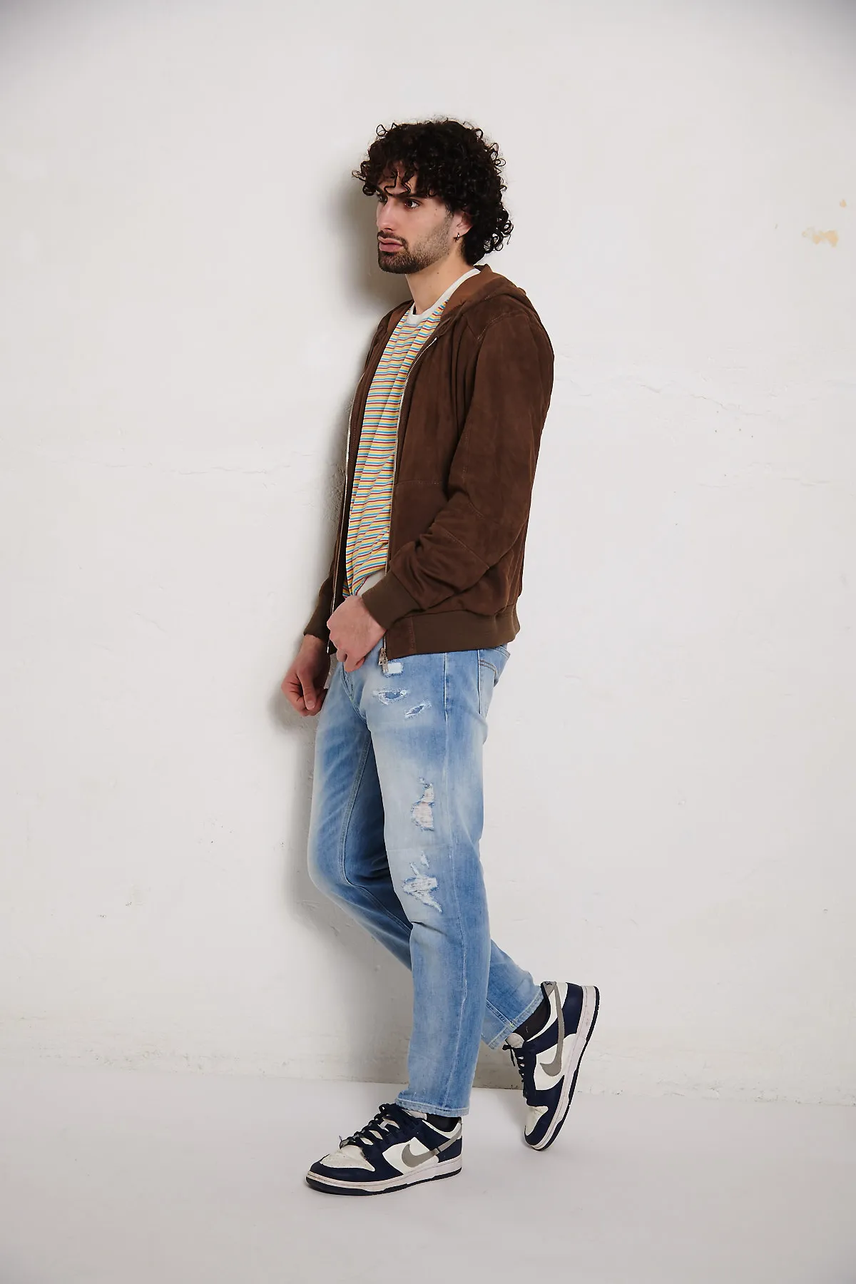 DFOUR – Giubbotto in camoscio con cappuccio