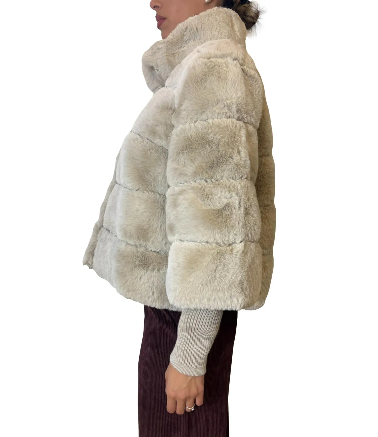 DIXIE Dixie giubbino pelliccia ecru donna