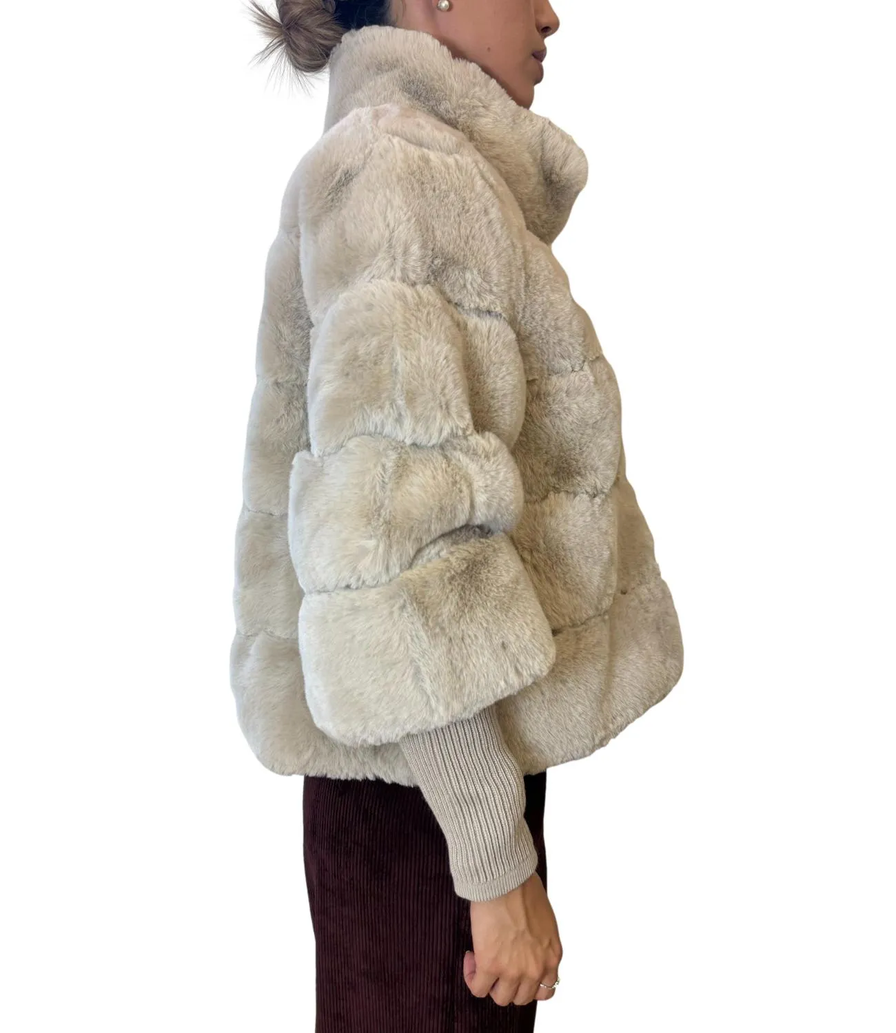 DIXIE Dixie giubbino pelliccia ecru donna