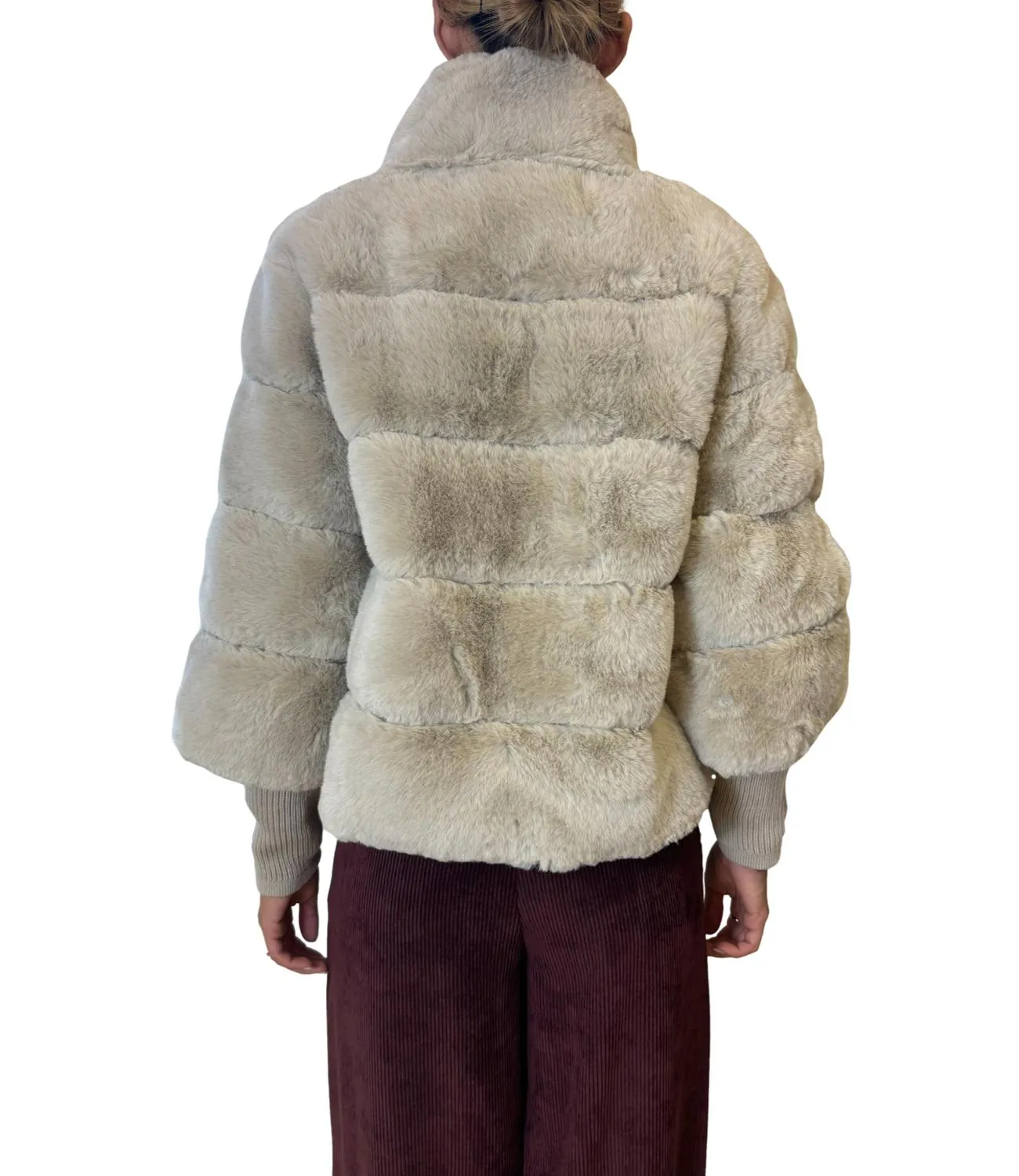 DIXIE Dixie giubbino pelliccia ecru donna