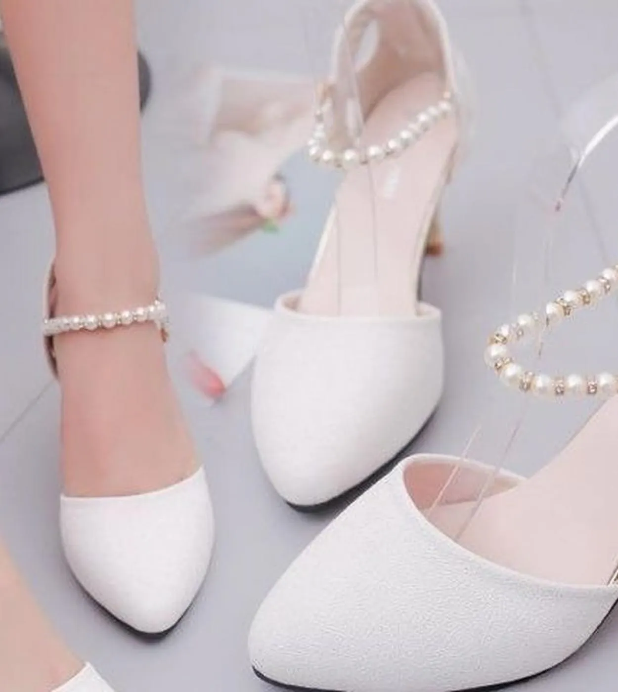 Donne comode tacchi a spillo 6 cm Scarpins Décolleté Lady tacco medio bianco da sposa tacchi alti rosa muli scarpe pompe