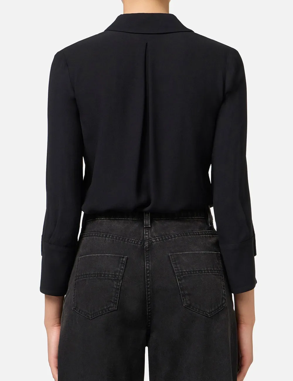 Elisabetta Franchi     Camicia in georgette con patch logo nera
