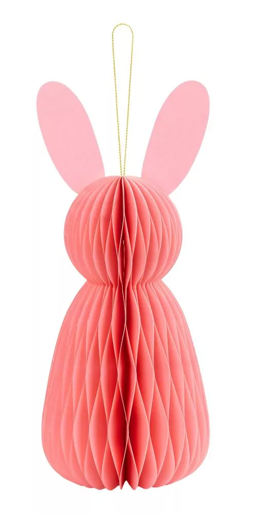 Figura a nido d'ape coniglietto di Pasqua rosa 30 cm