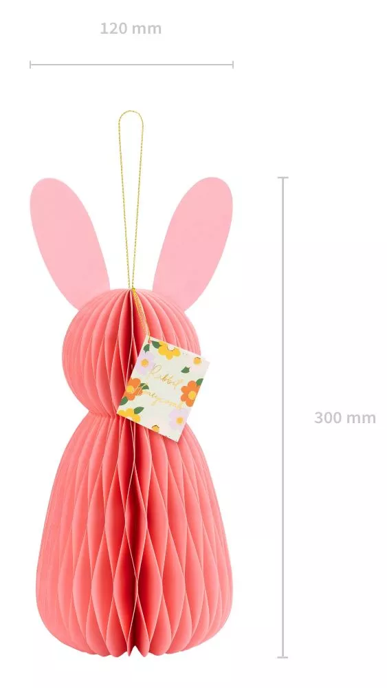 Figura a nido d'ape coniglietto di Pasqua rosa 30 cm