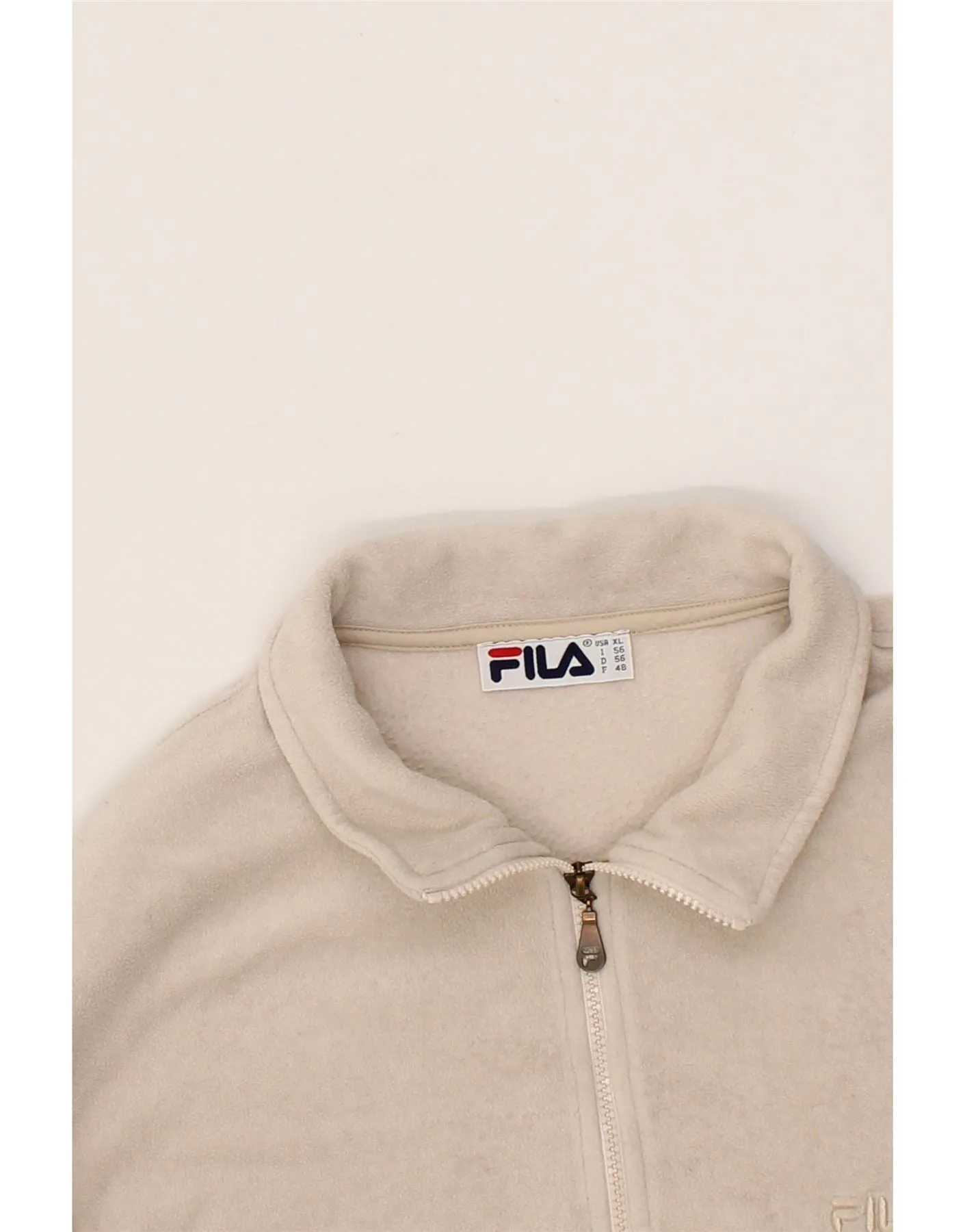 FILA Womens Oversized Zip Neck Fleece Jumper UK 18 XL Beige