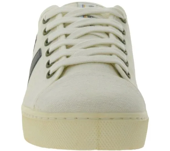 FLAMINGOS LIFE Rancho sneakers da città da donna scarpe sostenibili per tutti i giorni 100% vegan made in Spain beige/blu scuro