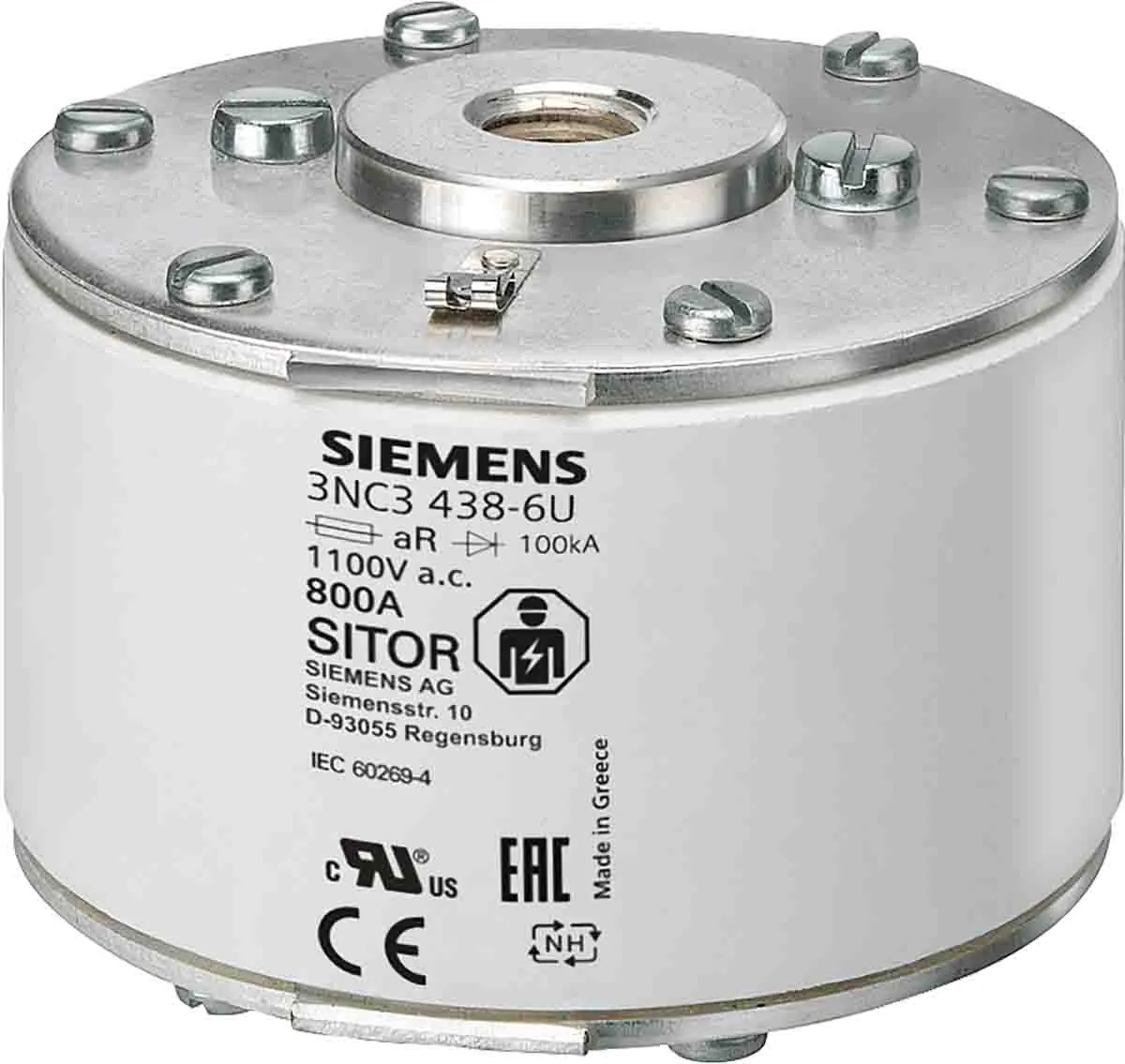 Fusibile quadrato con terminali a filo Siemens, 1kA, fusibile da , fusibile da NH3, standard DIN EN 60269-1, cat. aR 1kV
