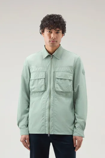 Giacca a camicia in nylon crinkle                                                                                Sage