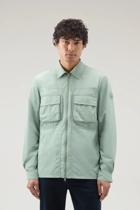 Giacca a camicia in nylon crinkle                                                                                Sage