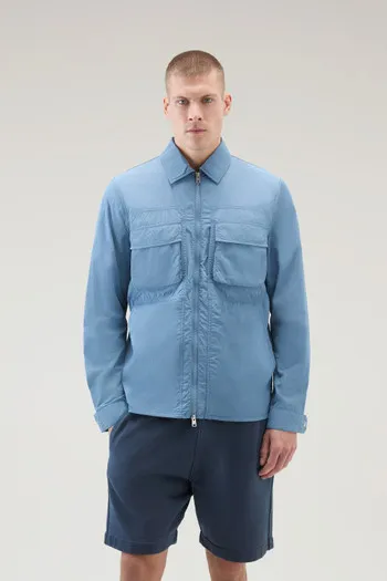 Giacca a camicia in nylon crinkle                                                                                               