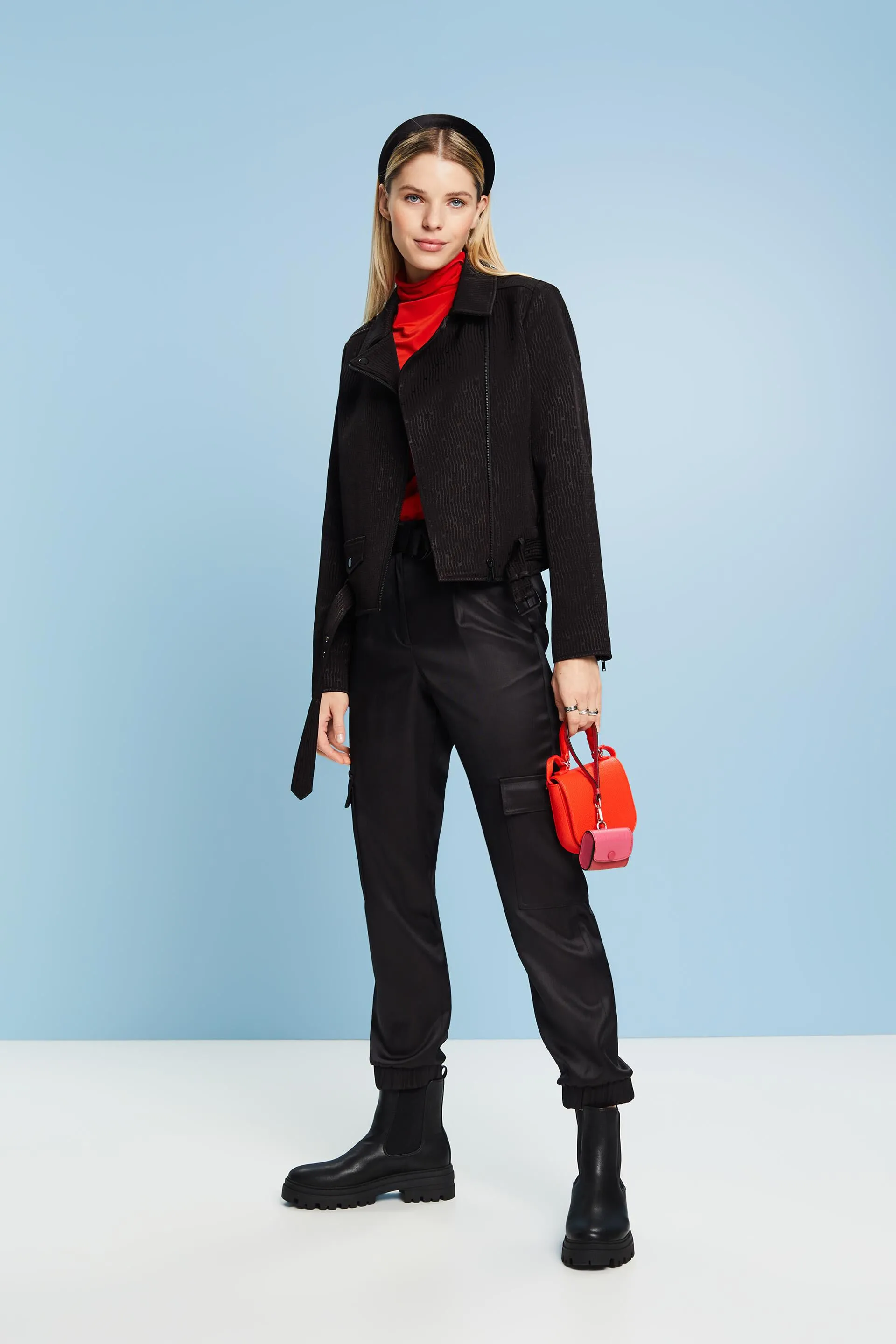 Giacca biker jacquard strutturata