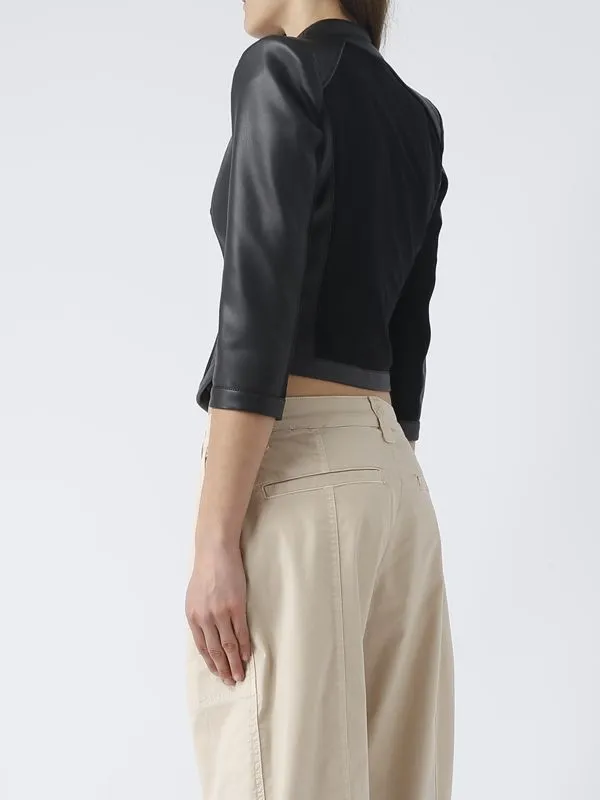 Giacca donna Nenette Nexion in ecopelle con spalla pagoda Nero