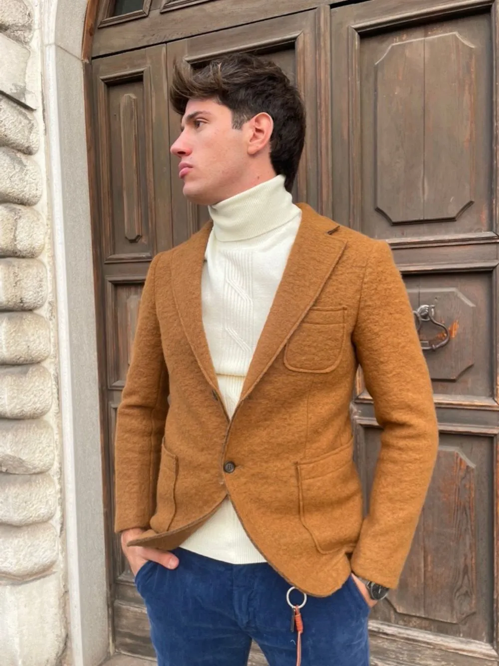 Giacca in lana cotta