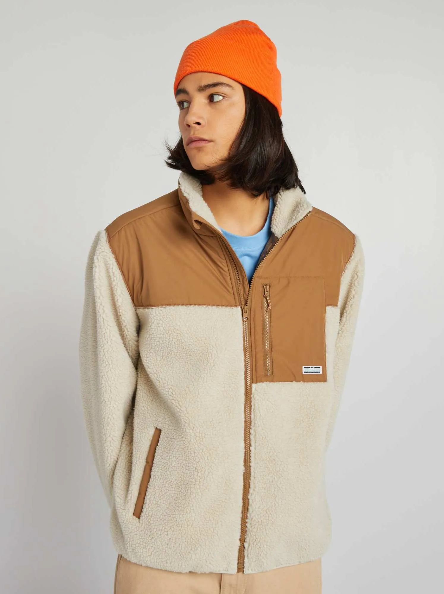 Giacca in sherpa - MARRONE