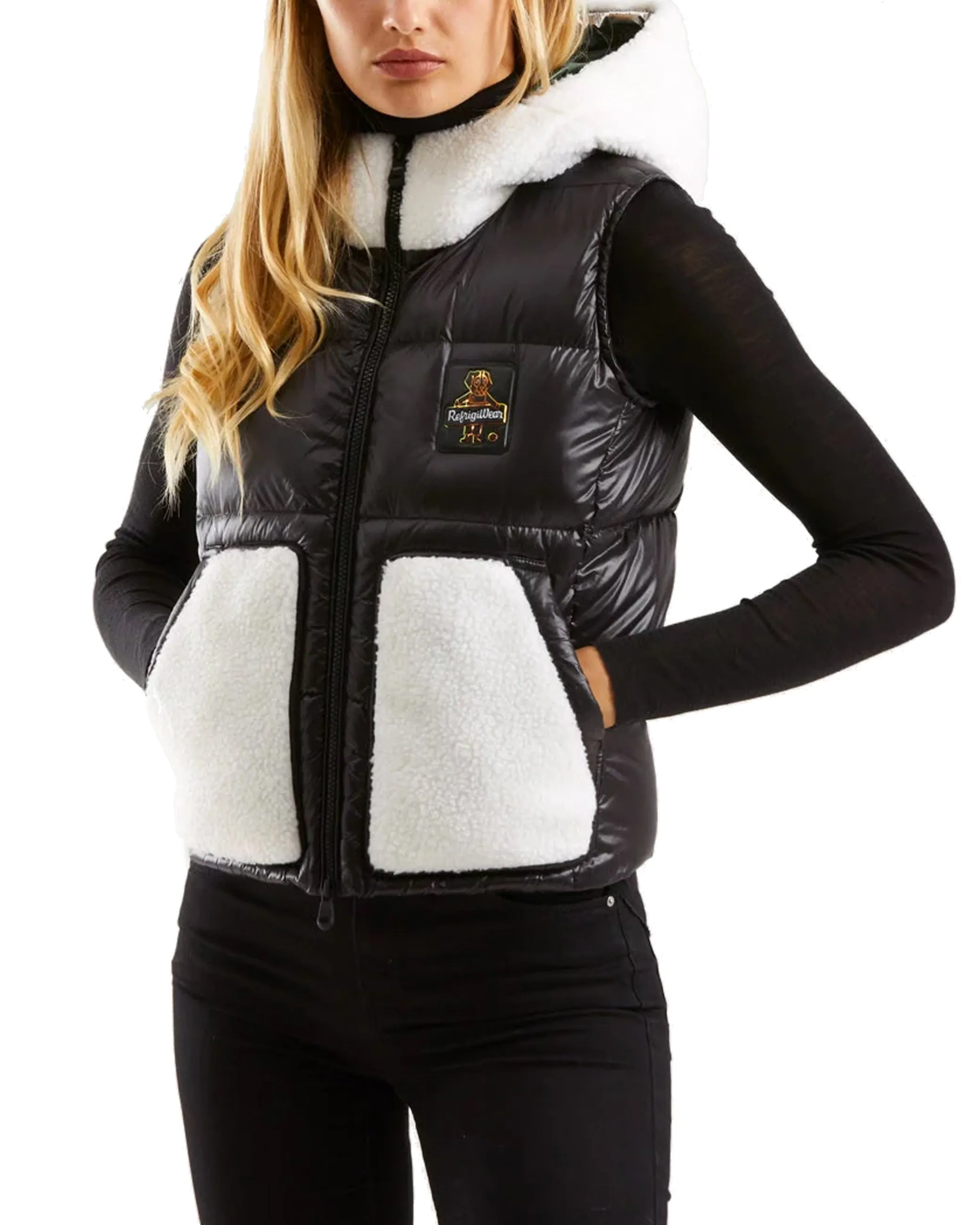 Gilet Betsy nero inserti teddy