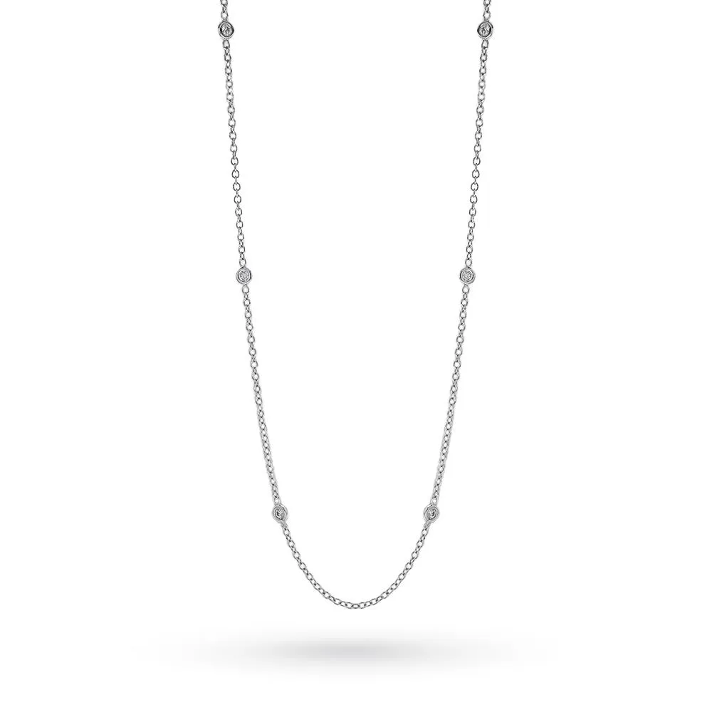 Girocollo rolò oro bianco 6 diamanti 44cm